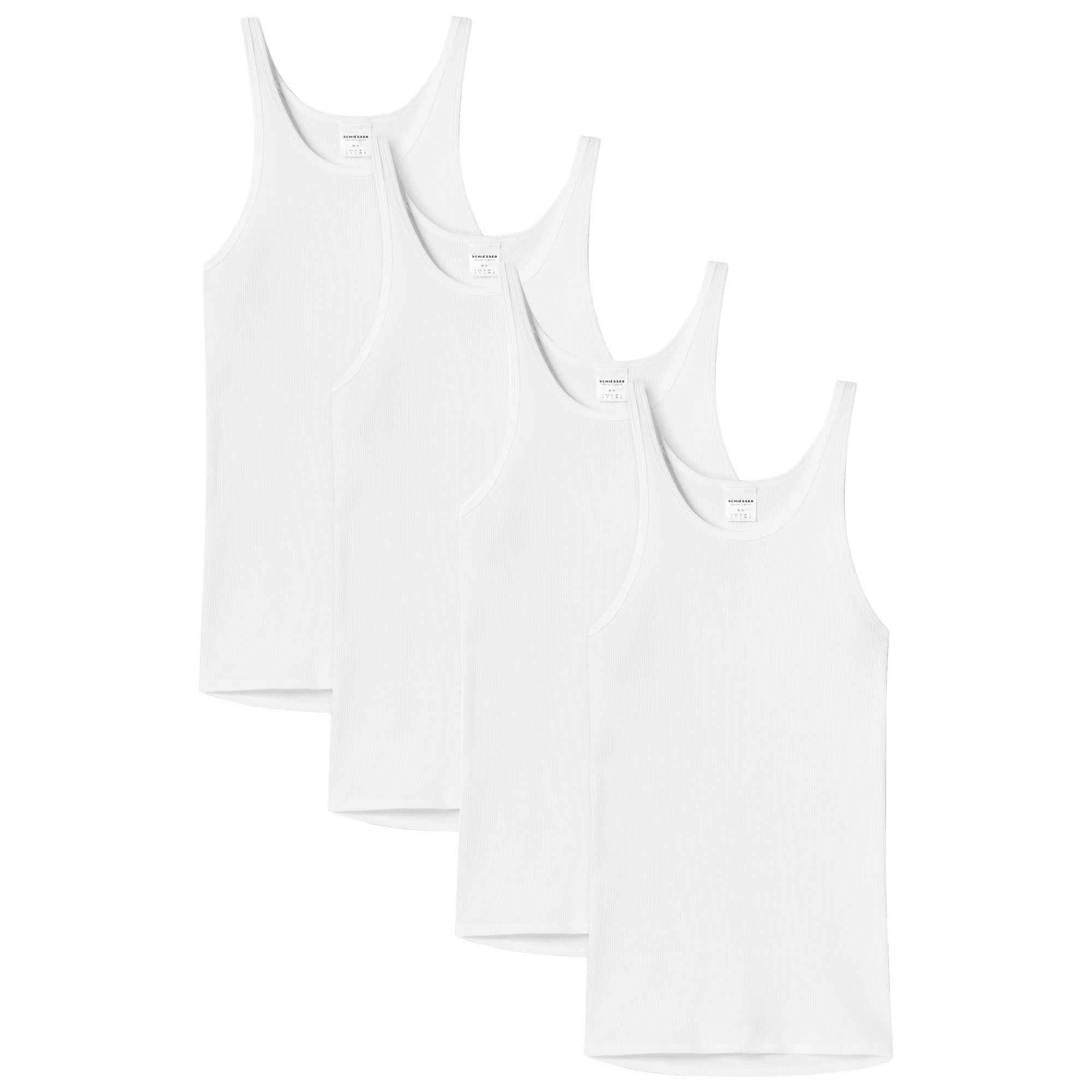 SCHIESSER Unterhemd 4er Pack - Original Doppelripp, Sport-Jacke, ärmellos