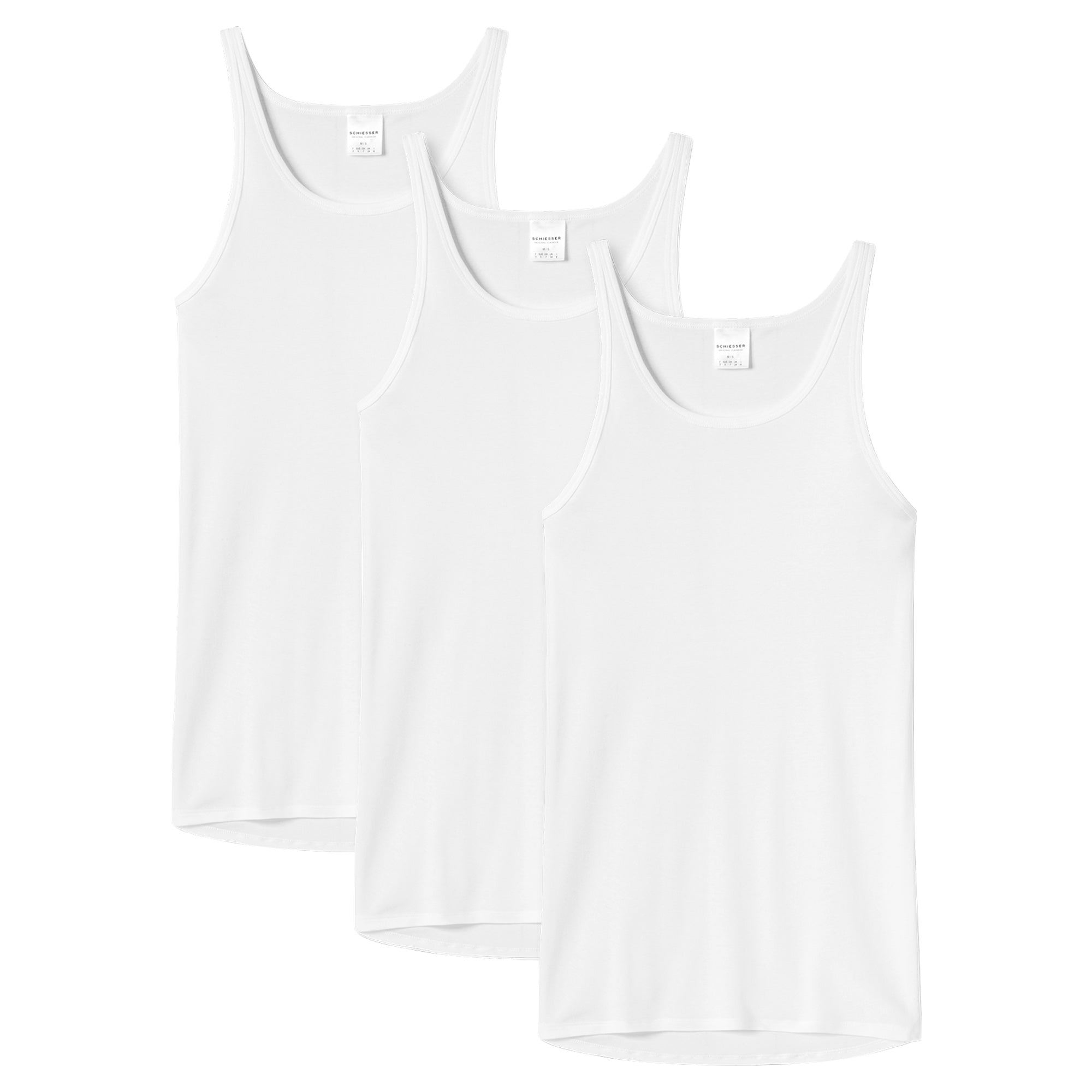 SCHIESSER Herren Unterhemd 3er Pack - Sport-Jacke, ohne Arm, Original Feinripp, einfarbig