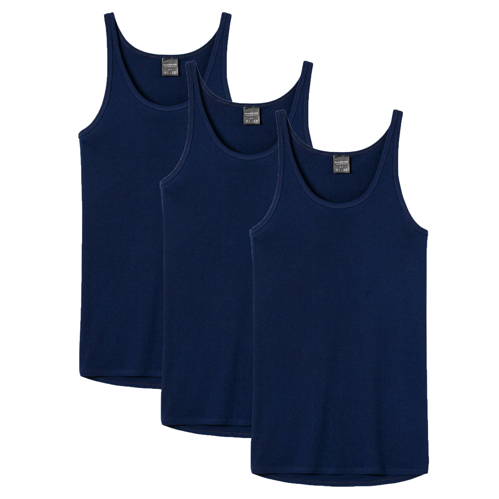 SCHIESSER Herren Unterhemd 3er Pack - Sport-Jacke, ohne Arm, Original Feinripp, einfarbig