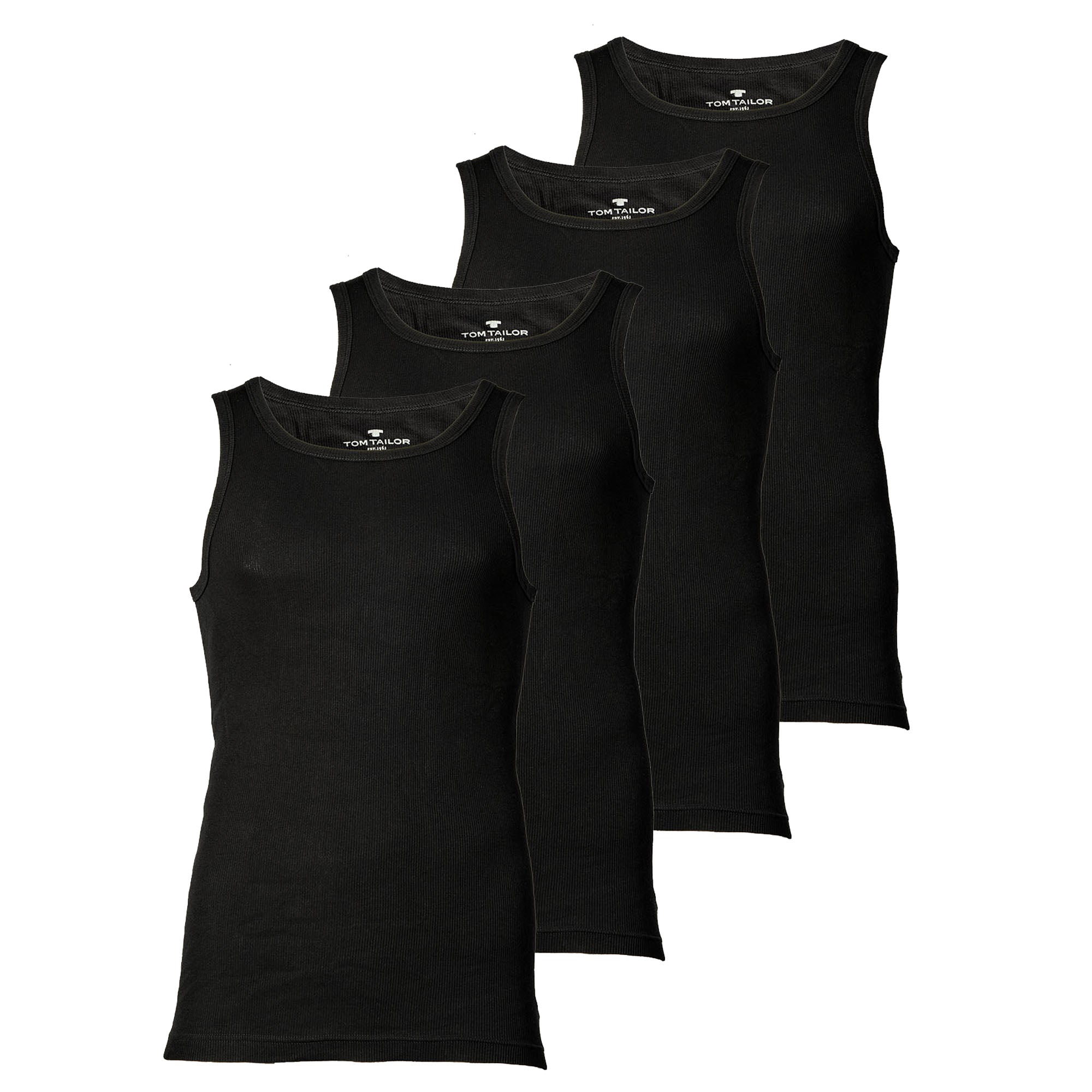 TOM TAILOR Herren Tanktop, 4er Pack - Unterhemd, Garron S, einfarbig