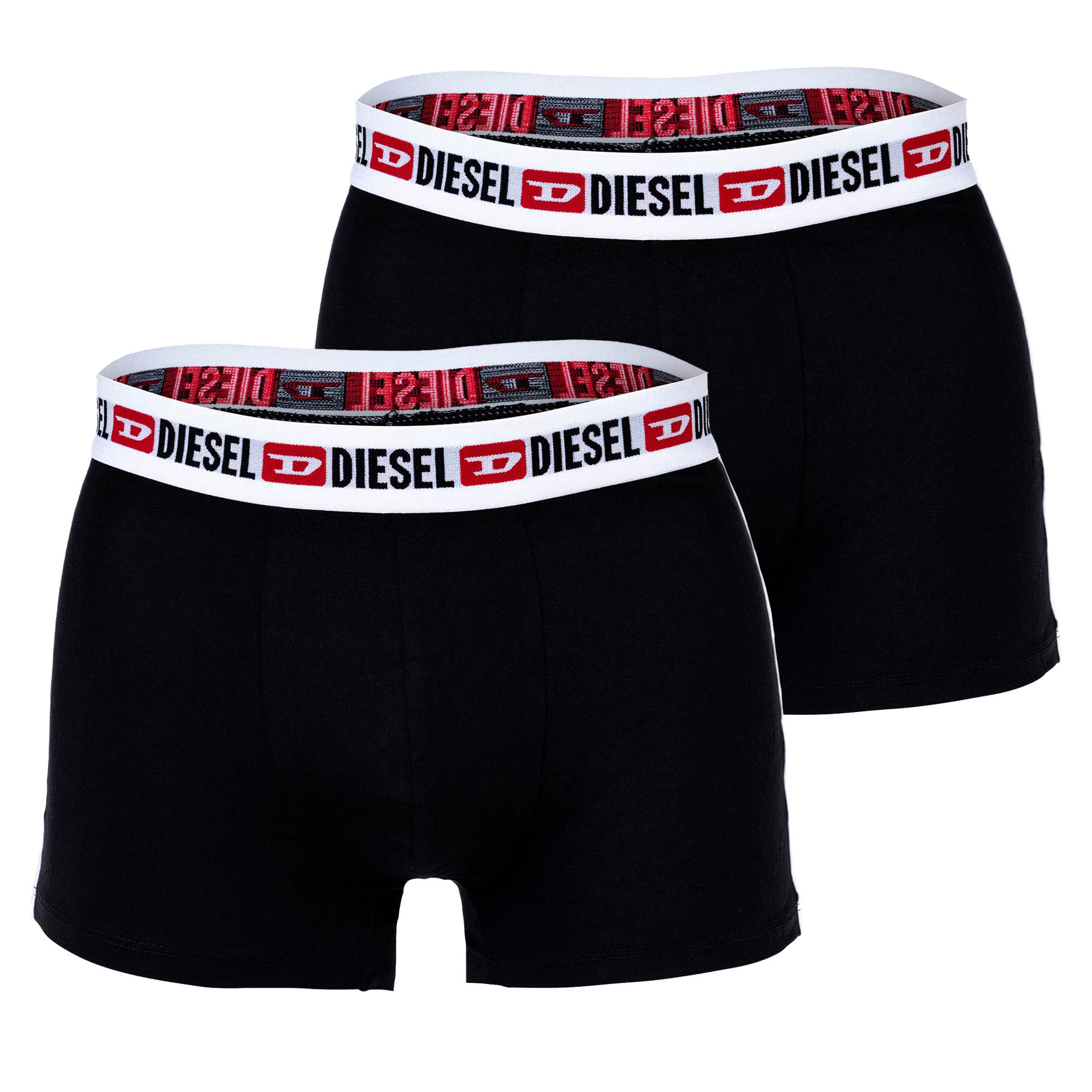 DIESEL Herren Boxershorts, 2er Pack - UMBX-SHAWN TWO PACK, Trunks, Logobund, Kontrast-Streifen, Cotton Stretch