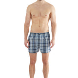CECEBA Herren Web-Boxershorts, 4er Pack - Unterwäsche, Unterhose, Baumwolle, Logo, Karo, einfarbig
