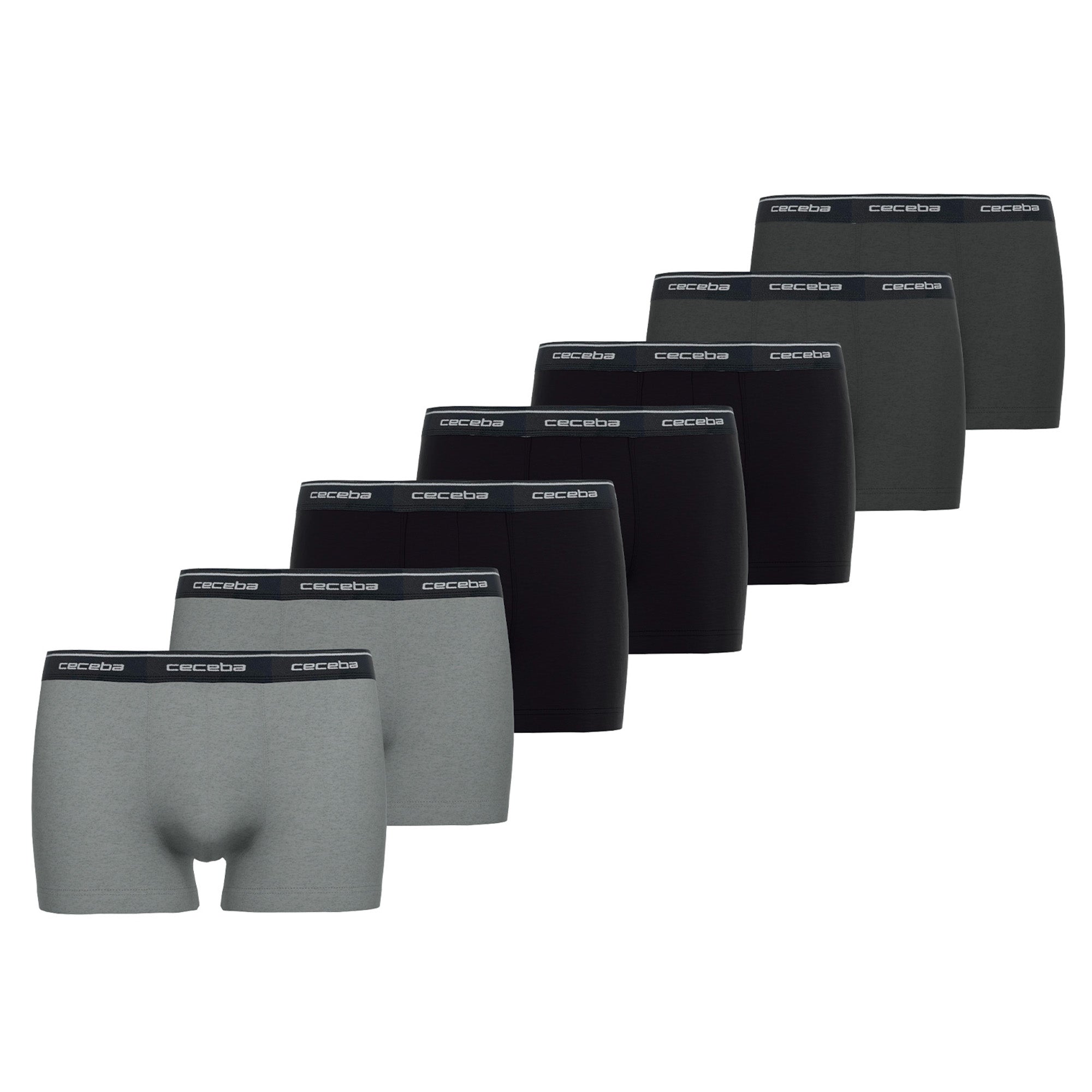 CECEBA Herren Boxershorts, 7er Pack - Monza, Unterwäsche, Logo, einfarbig