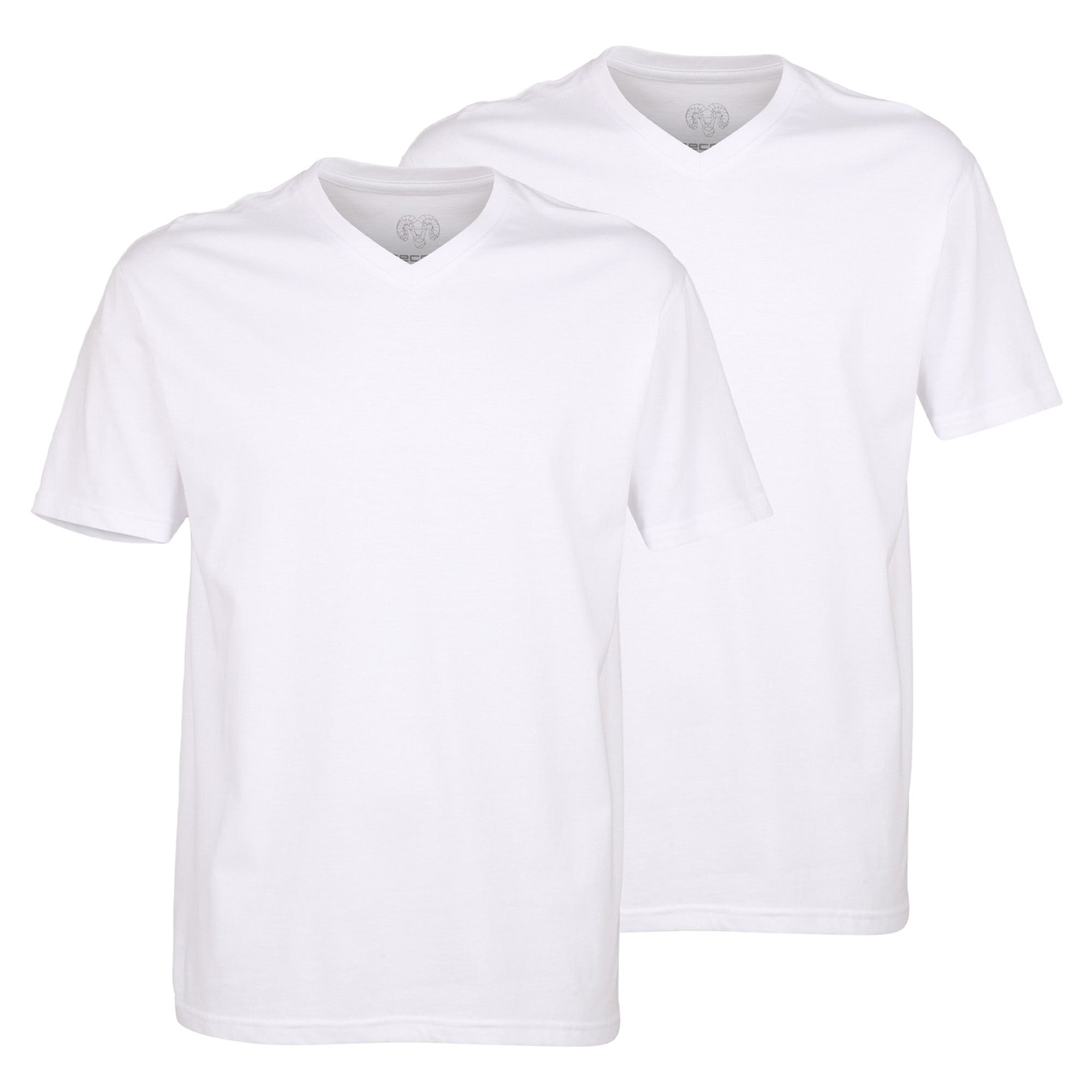 CECEBA men's T-shirts, 2-pack - convex, V-neck, short-sleeved, cotton, plain-coloured