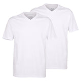 CECEBA men's T-shirts, 2-pack - convex, V-neck, short-sleeved, cotton, plain-coloured