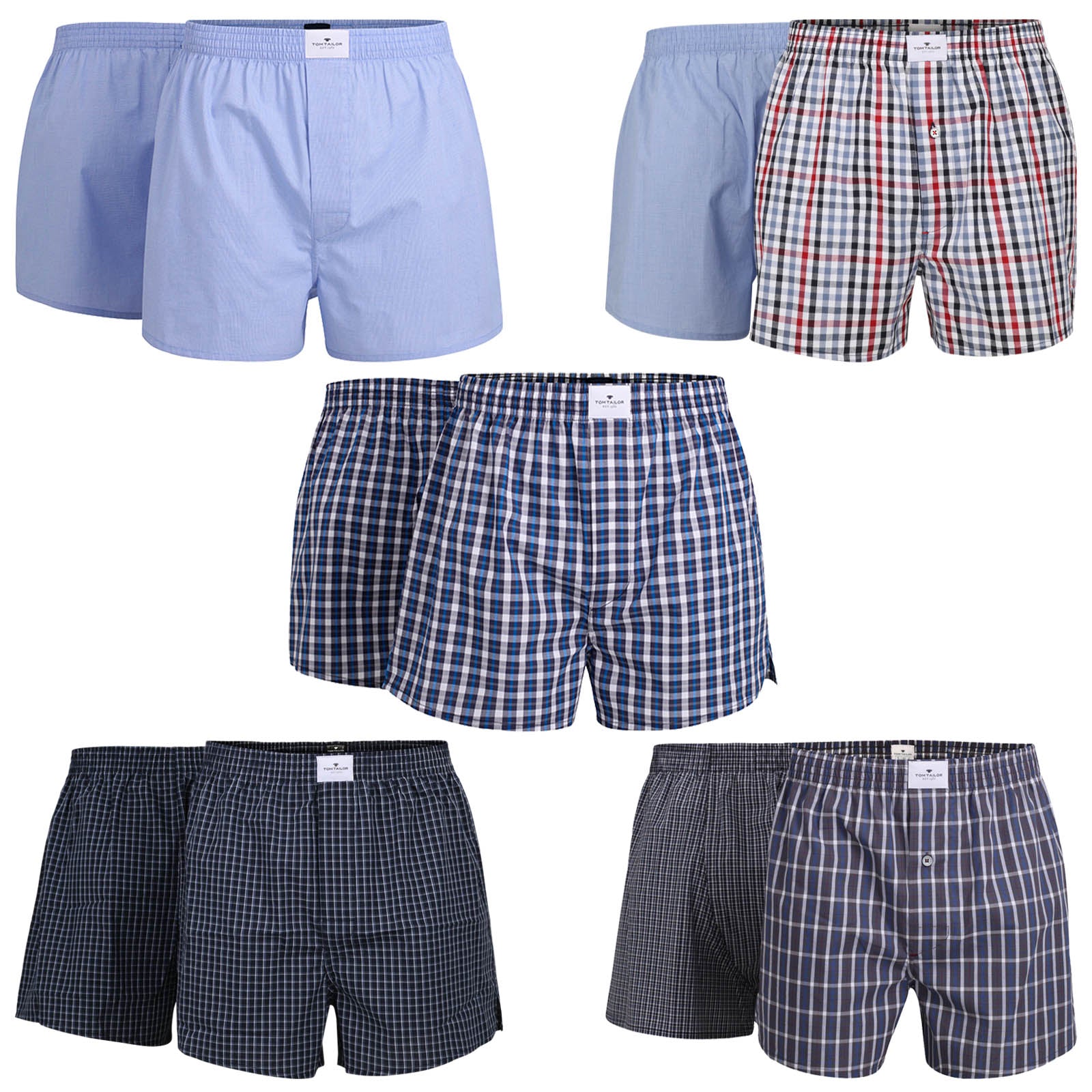 TOM TAILOR Men's Web Boxer Shorts, 2-pack - Pure Cotton, Westside C, checkered