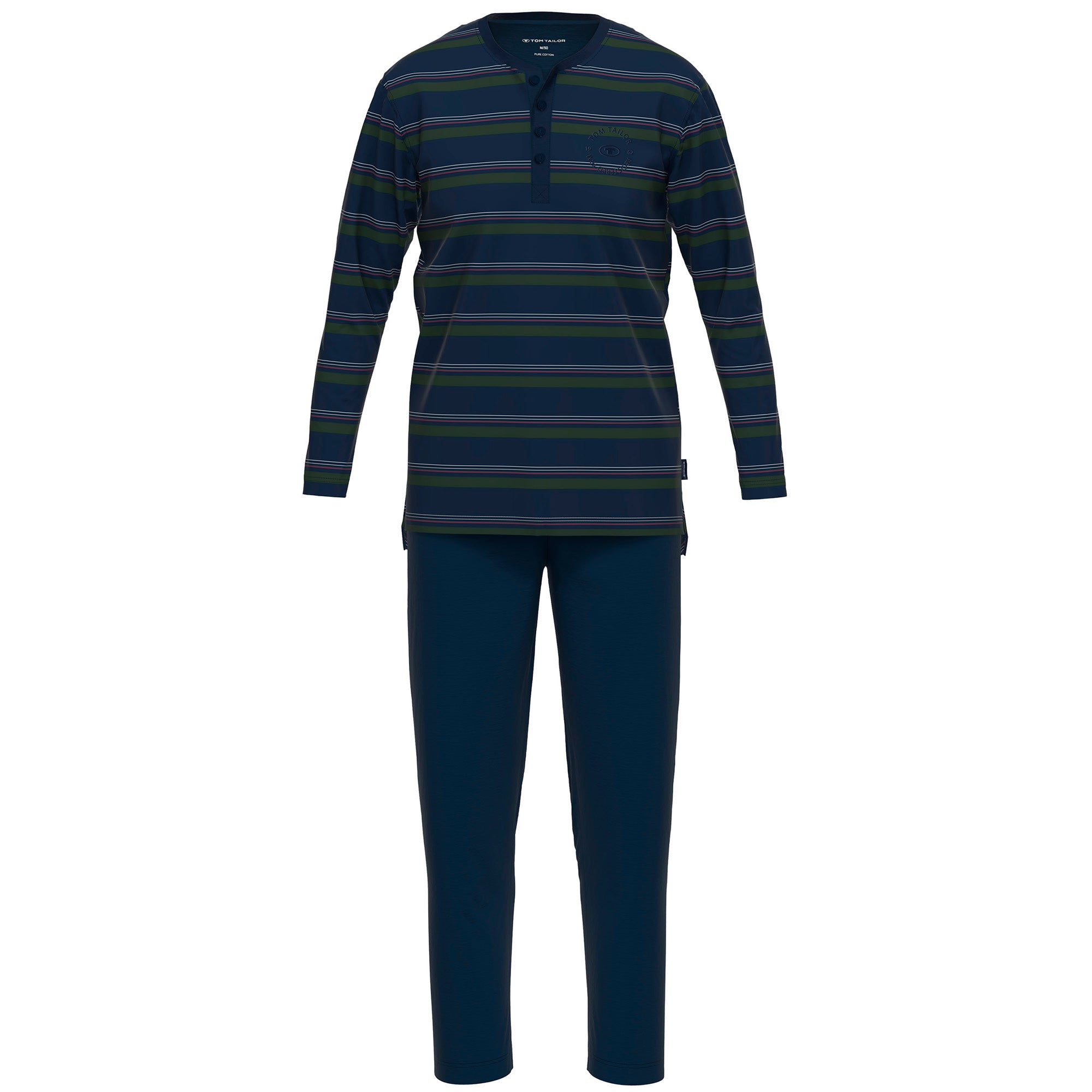 TOM TAILOR Men Pyjamas, Button Placket - Long, Open Leg, Cotton