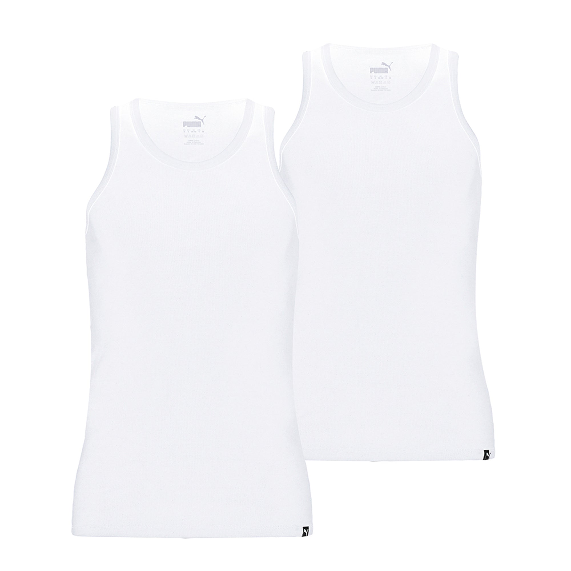 PUMA Herren Tank Top, 2er Pack - Basic, Unterhemd, Rundhals, Single Jersey, einfarbig