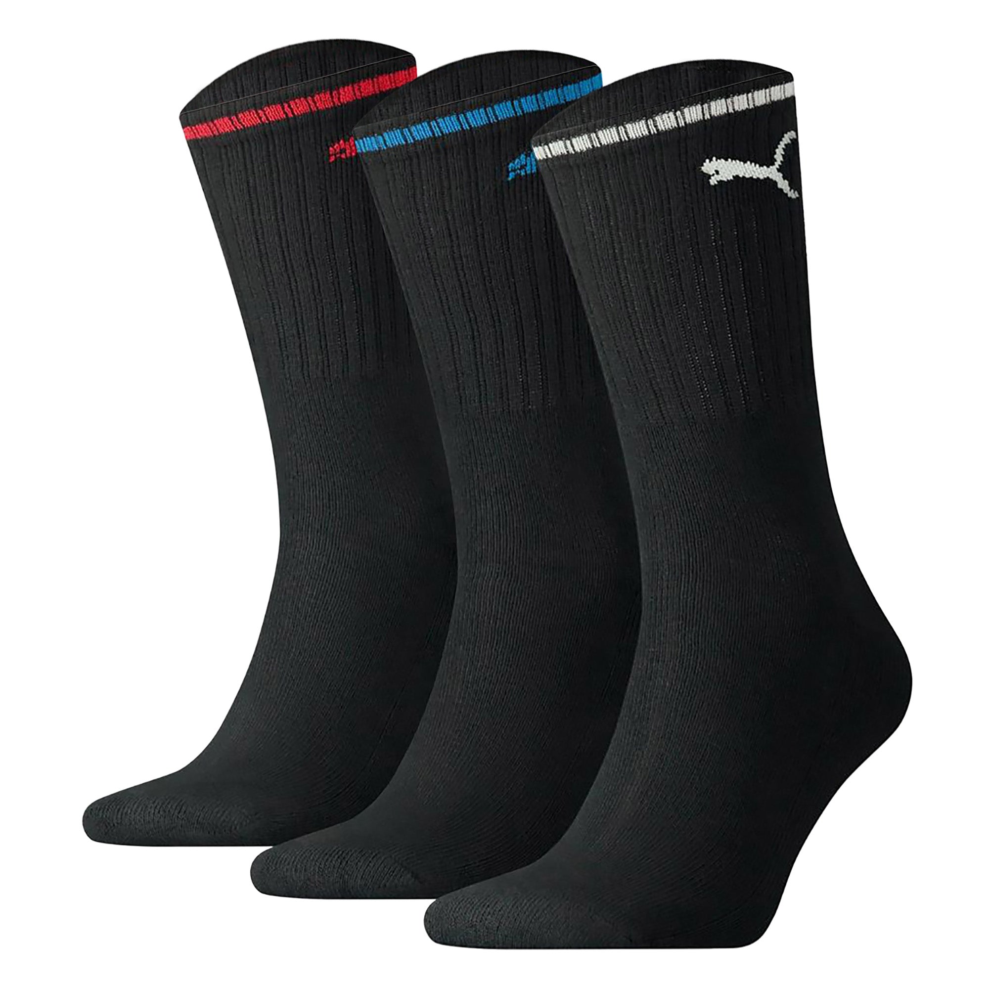 PUMA Unisex Sport-Socken, 3er Pack - Sport Crew Stripe, Tennissocken, Streifen