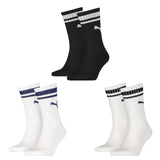 PUMA Unisex Sport-Socken, Vorteilspack - Crew Heritage, Pack, Tennis, Frottee-Sohle, Streifen