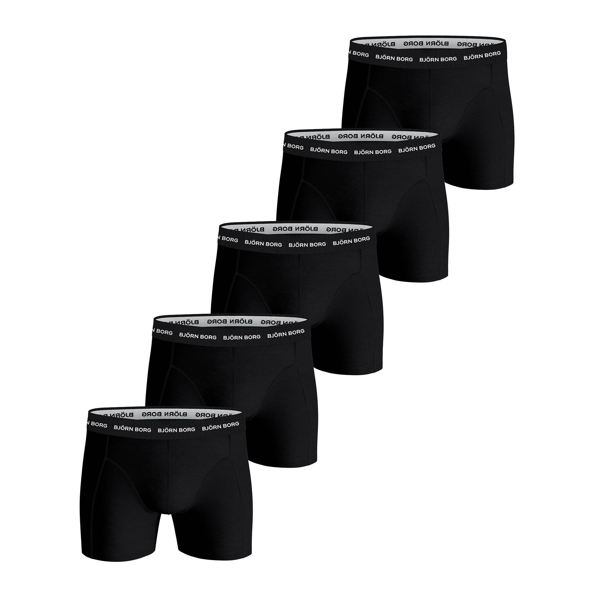 BJÖRN BORG men's boxer shorts, 5-pack - cotton stretch trunks, pants, cotton, logo waistband