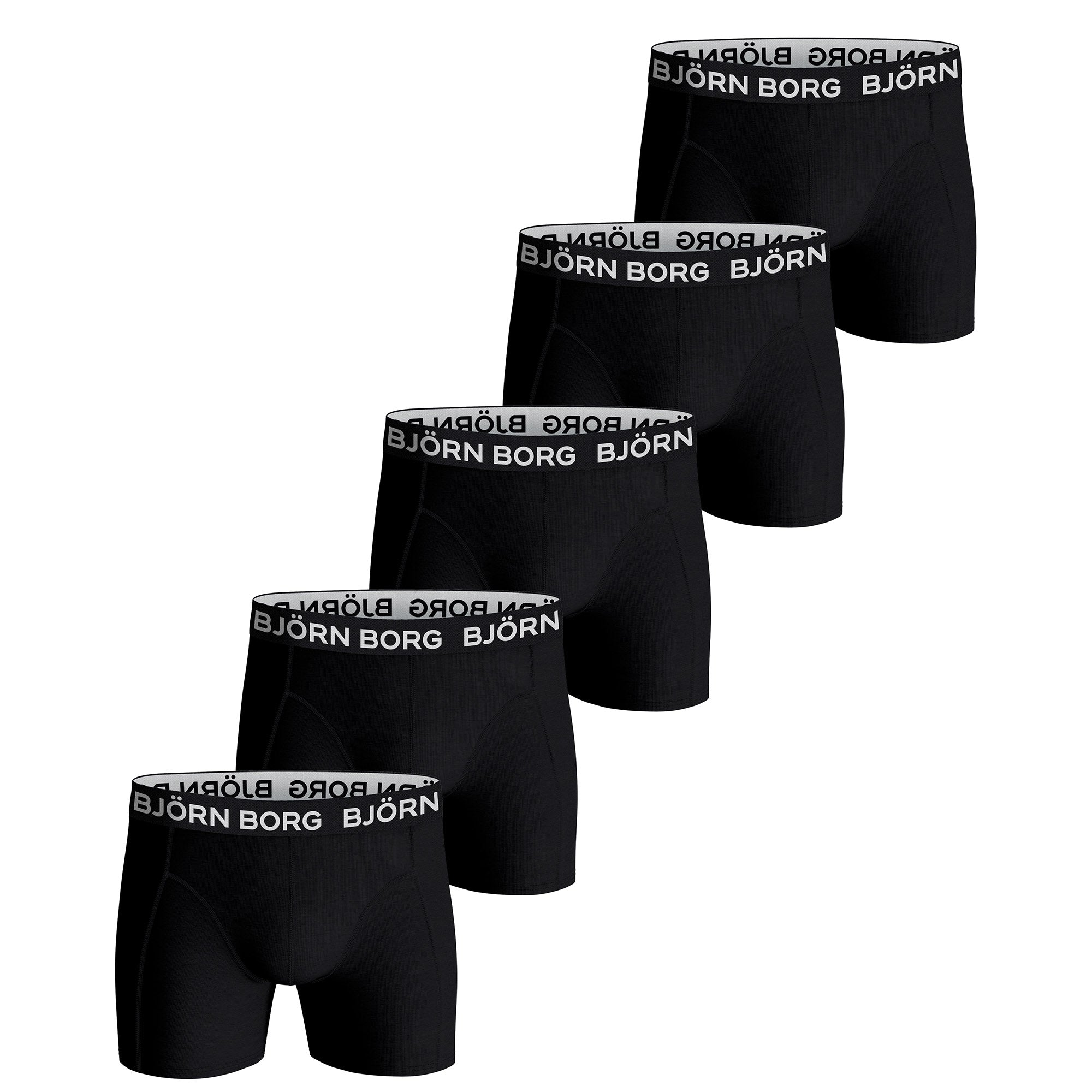BJÖRN BORG Herren Boxershorts, 5er Pack - Cotton Stretch Trunks, Big Logo, Baumwolle, Logobund