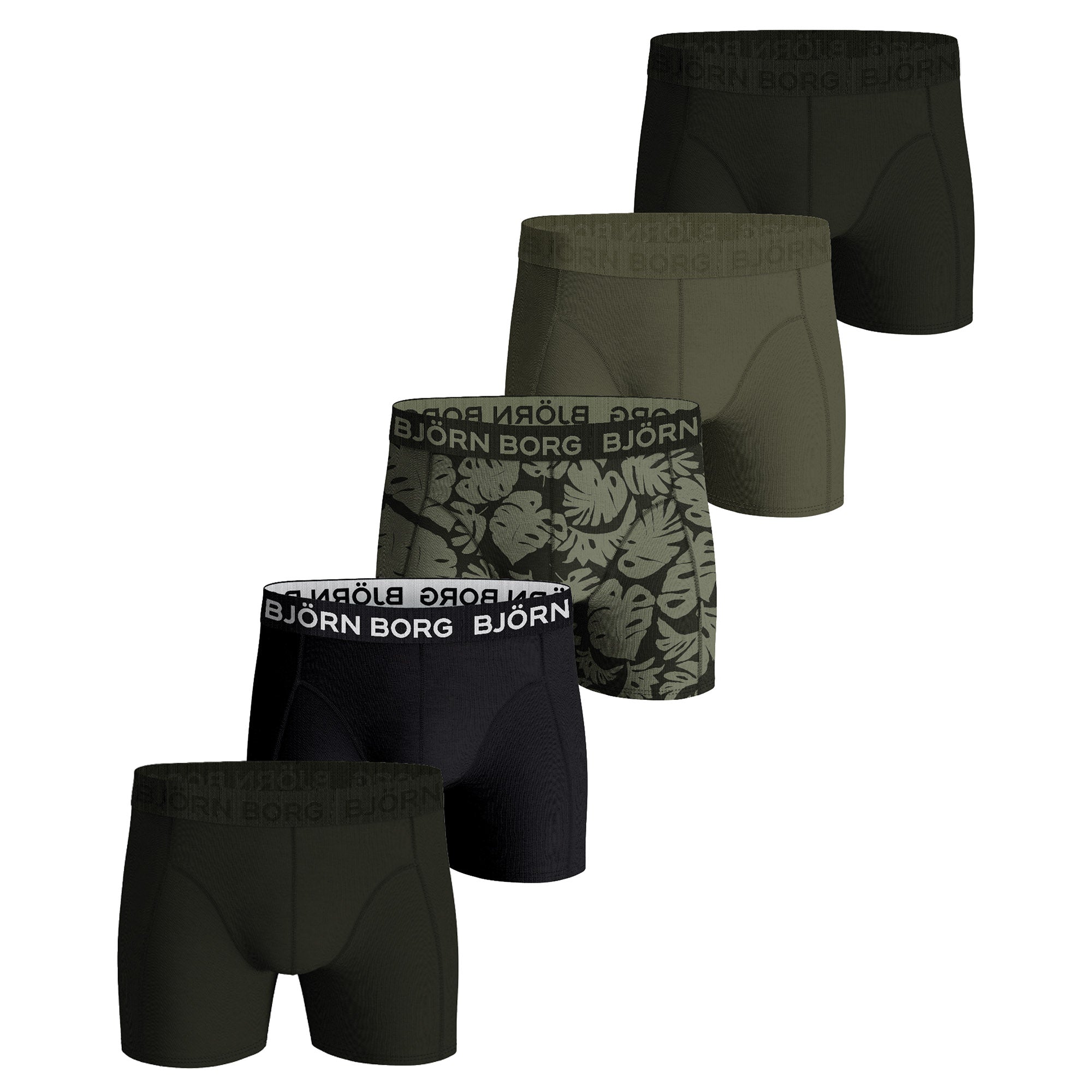 BJÖRN BORG Herren Boxershorts, 5er Pack - Cotton Stretch Trunks, Big Logo, Baumwolle, Logobund