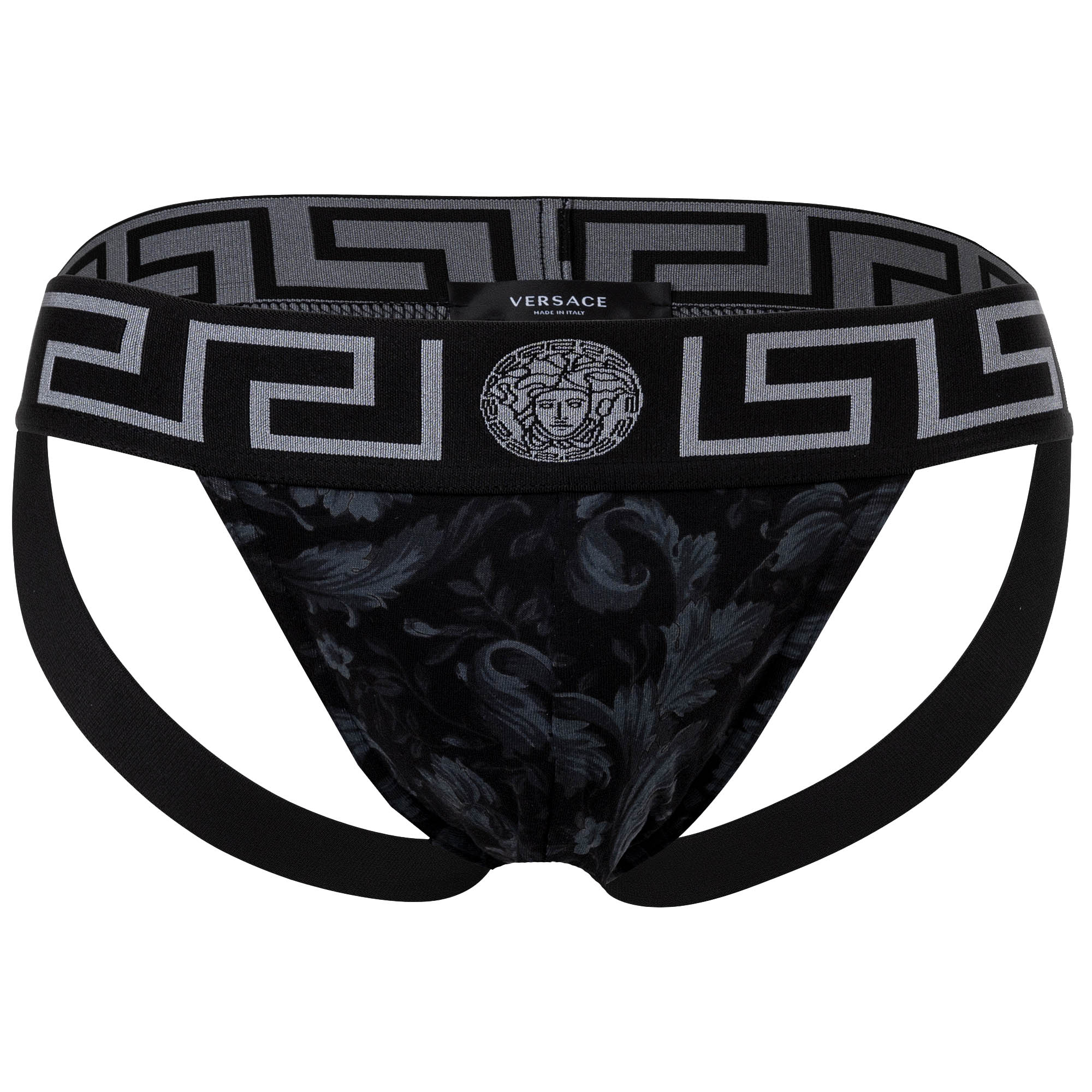 VERSACE Herren Jockstrap - Jocks, Tanga Slip, Stretch Cotton, Barocco Muster