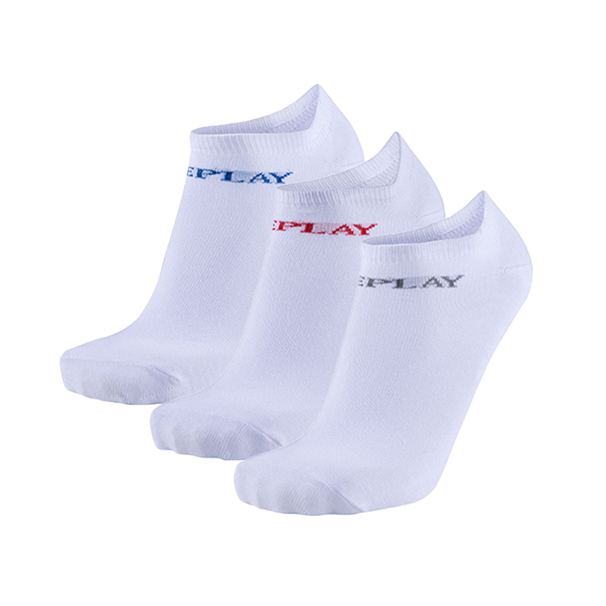 REPLAY Unisex Sneaker Socks, 3-Pack - Short Socks, Cotton, Logo, solid color, short