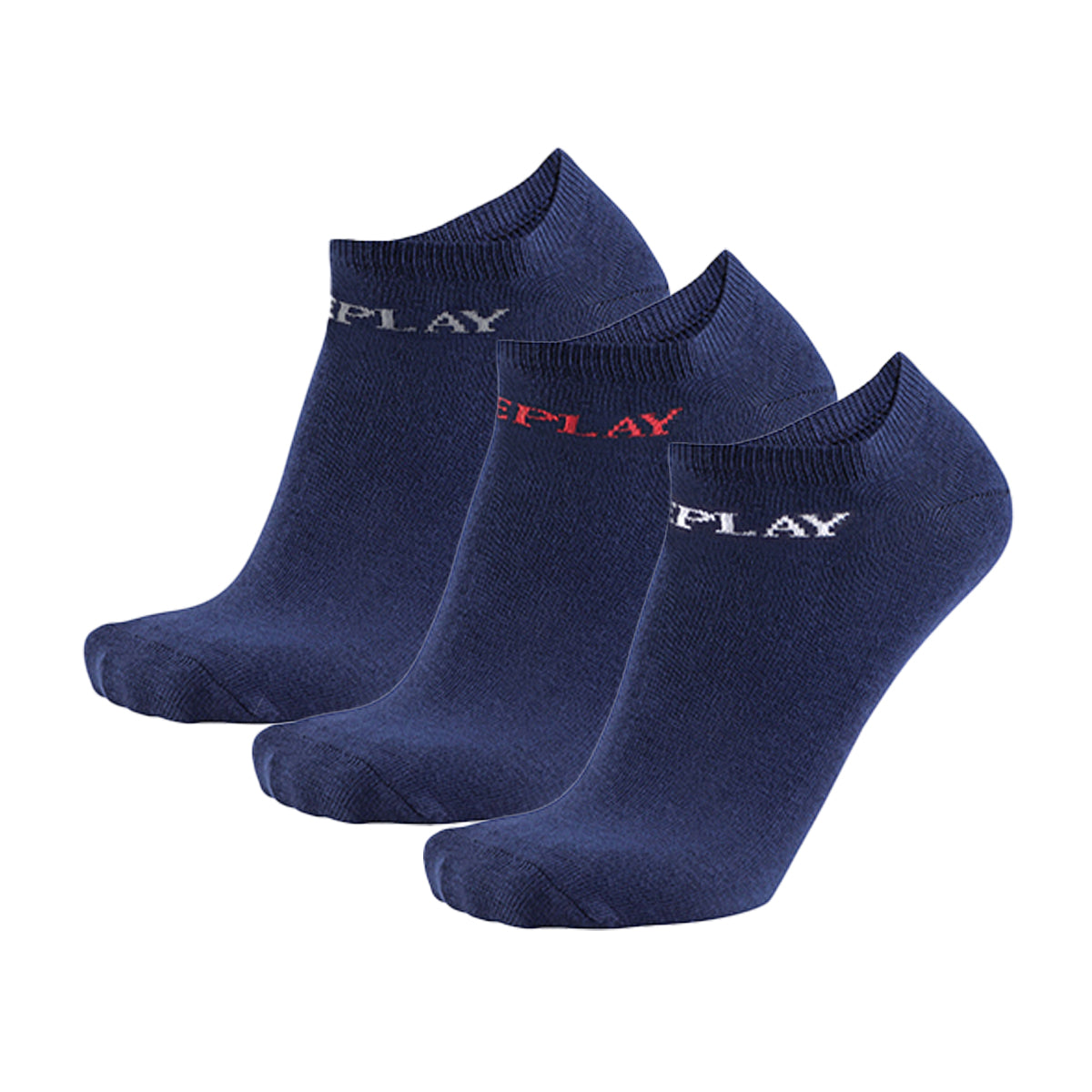 REPLAY Unisex Sneaker Socks, 3-Pack - Short Socks, Cotton, Logo, solid color, short