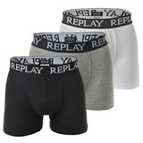 REPLAY Herren Boxershorts, 3er Pack - Unterhosen, Baumwolle, Logo, einfarbig