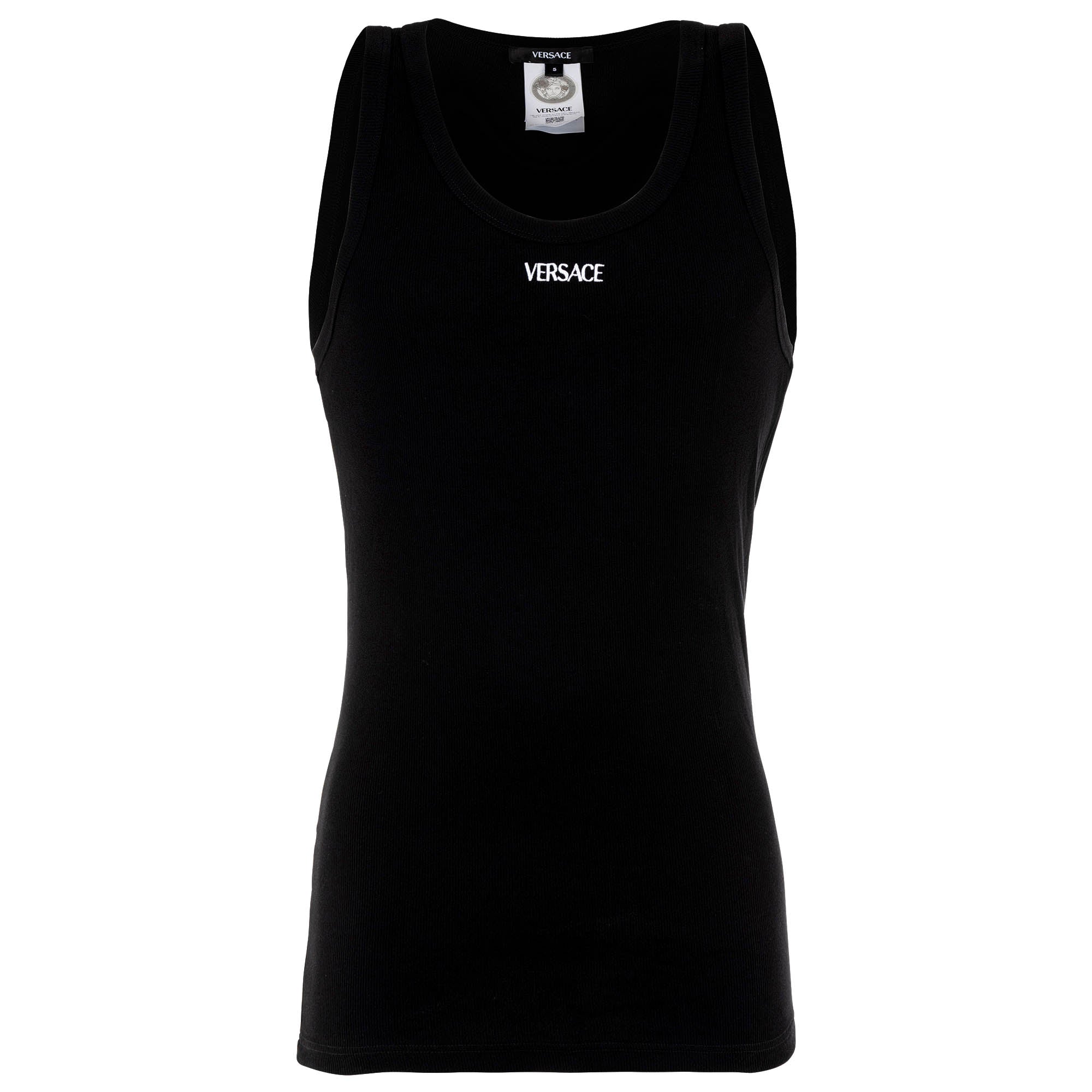 VERSACE Men's Tank Top - RIBBED,Tank Top Rex Ribbed Cotton, vest, round neck, stretch cotton