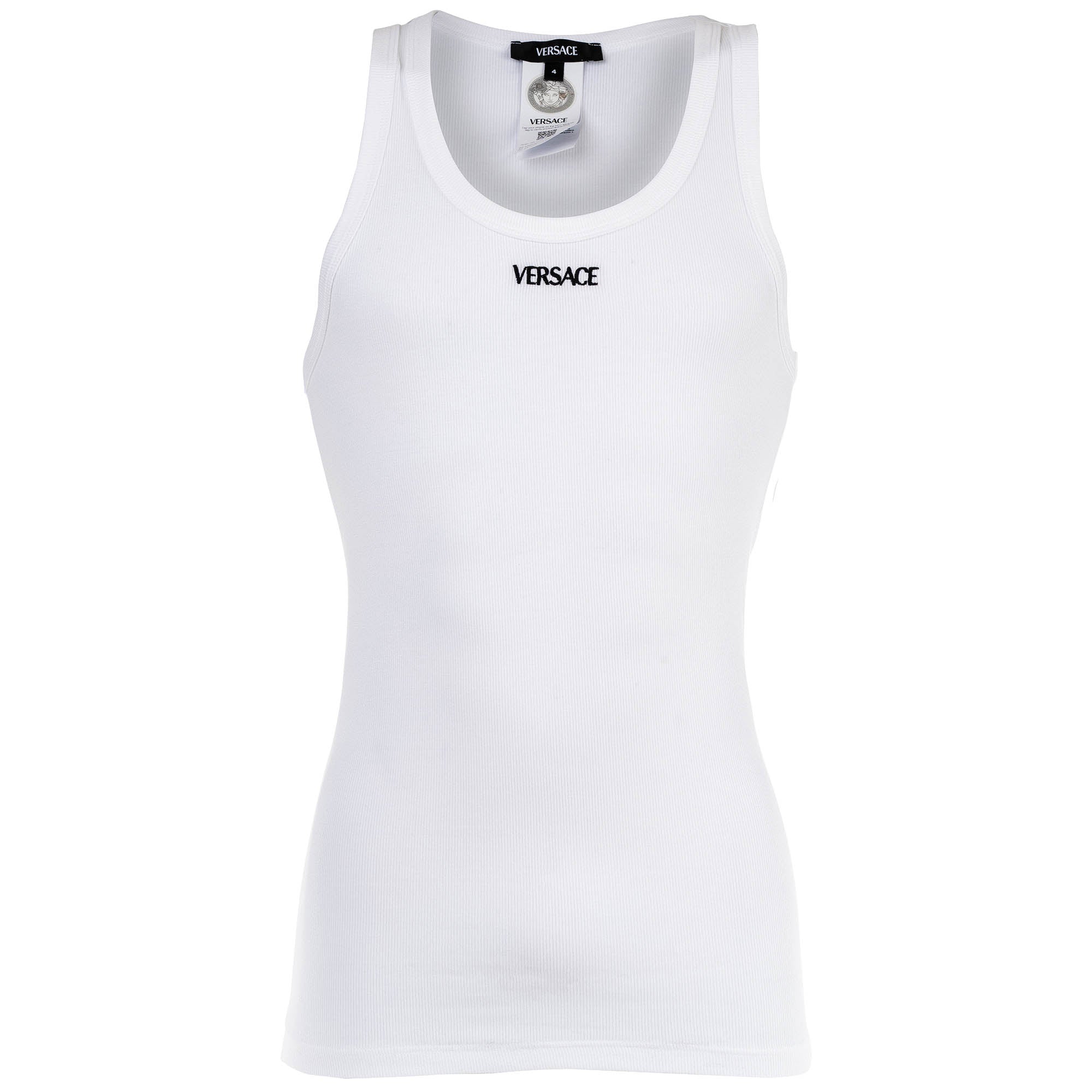 VERSACE Herren Tank Top - RIBBED,Tank Top Rex Ribbed Cotton, Unterhemd, Rundhals, Stretch Cotton