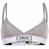 VERSACE Damen Bustier RIB - Triangel-Bralette, Rippstrick, Baumwoll-Stretch