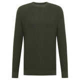MUSTANG Men's Knitted Sweater - Elliot, Flat Knit, Cotton, Crew Neck, Solid Color