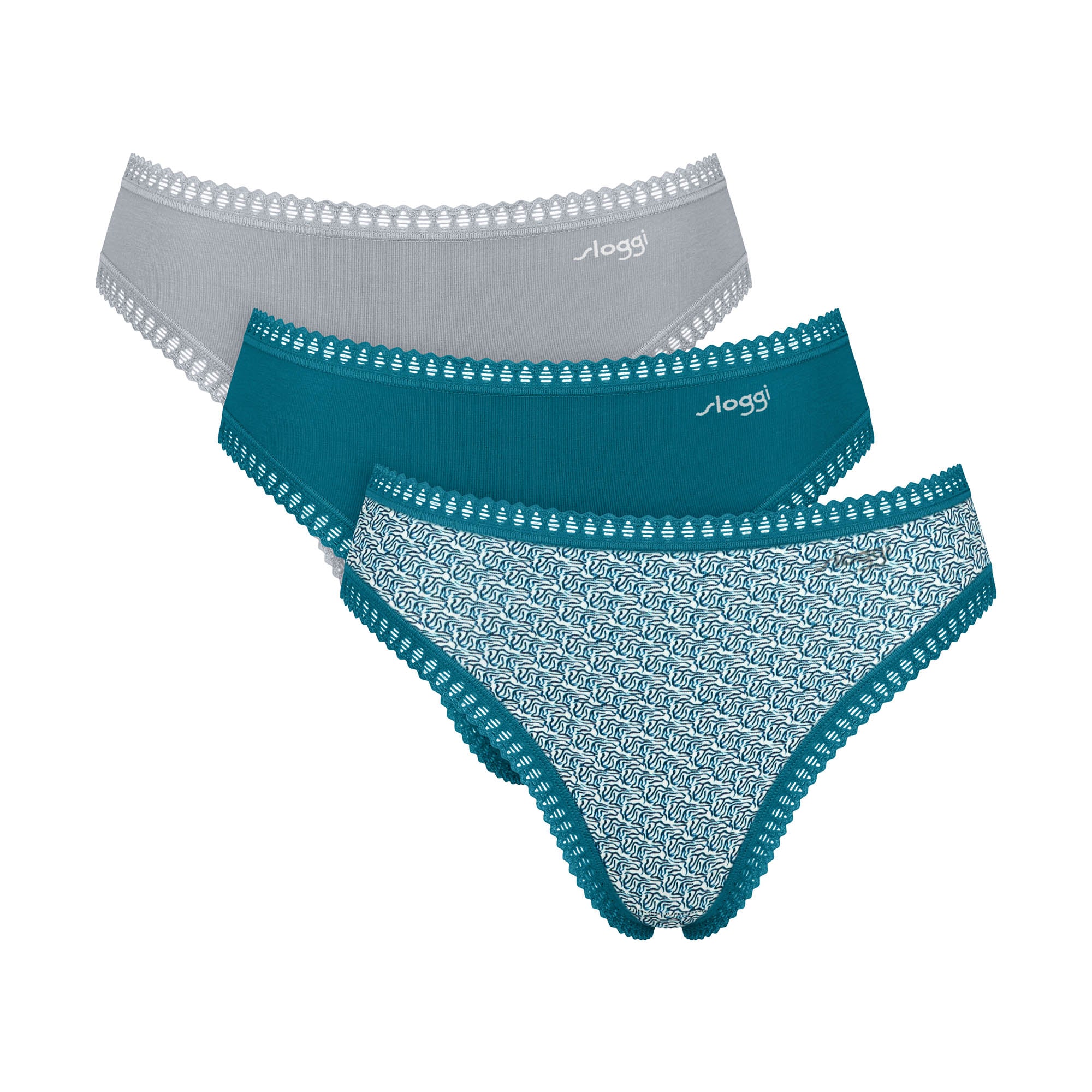 Sloggi Damen Slips, 3er Pack - GO Crush High Leg C3P, Unterhose, Stretch-Baumwolle