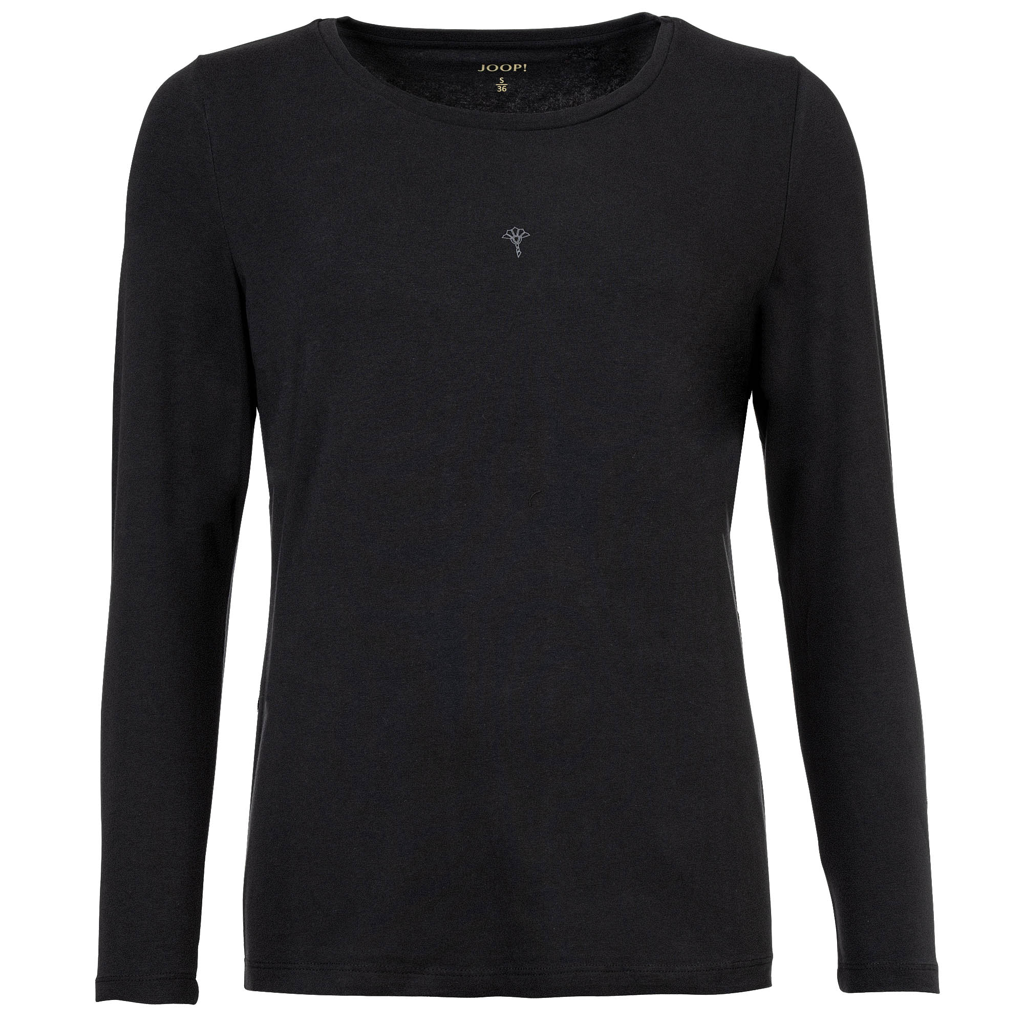 JOOP! women's long-sleeved shirt with logo print - Cosy, longsleeve, round neck, cotton stretch