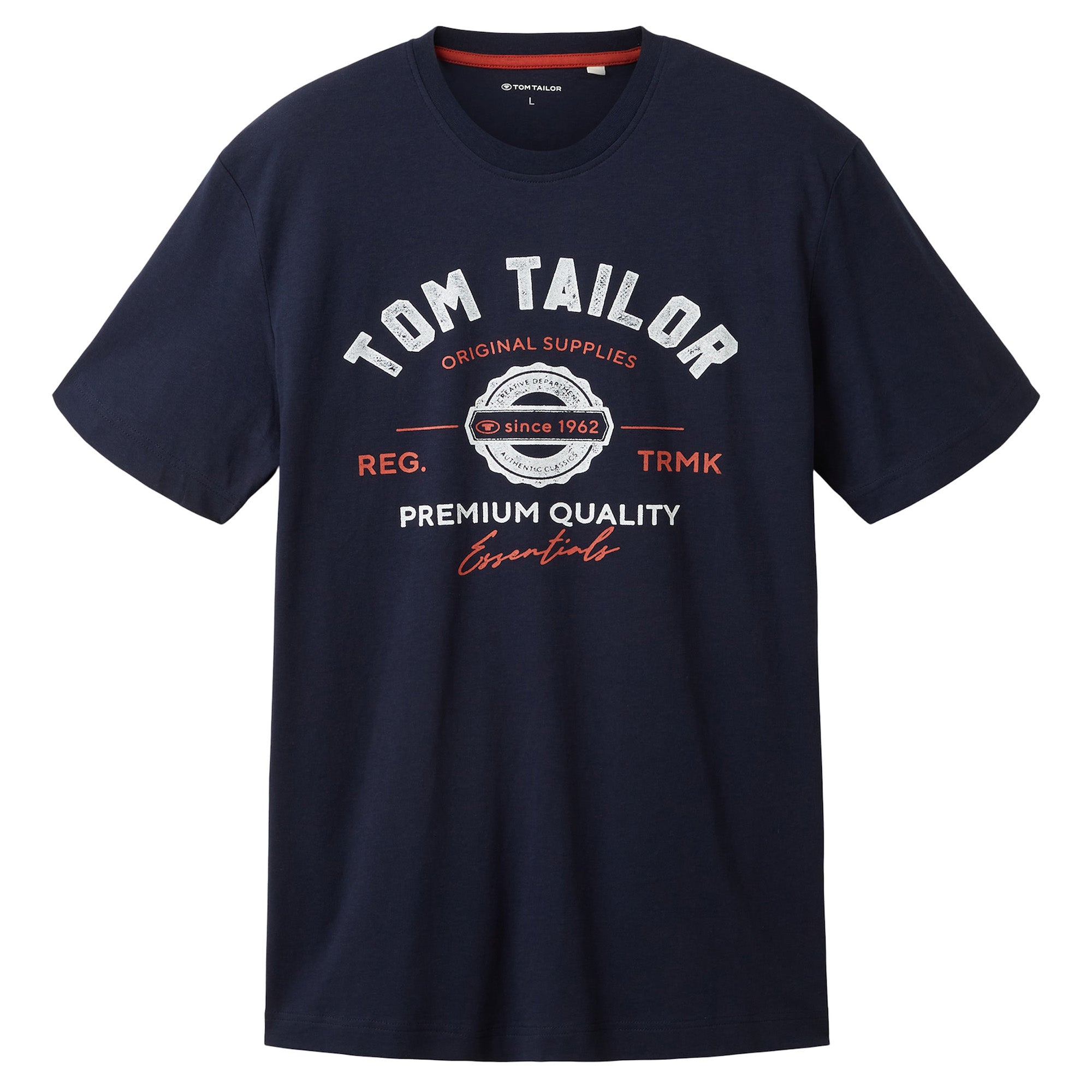 TOM TAILOR Men's T-shirt – Logo T-shirt, crew neck, regular fit, cotton, print