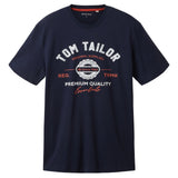 TOM TAILOR Herren T-Shirt - Logo Tee, Rundhals, Regular Fit, Baumwolle, Print
