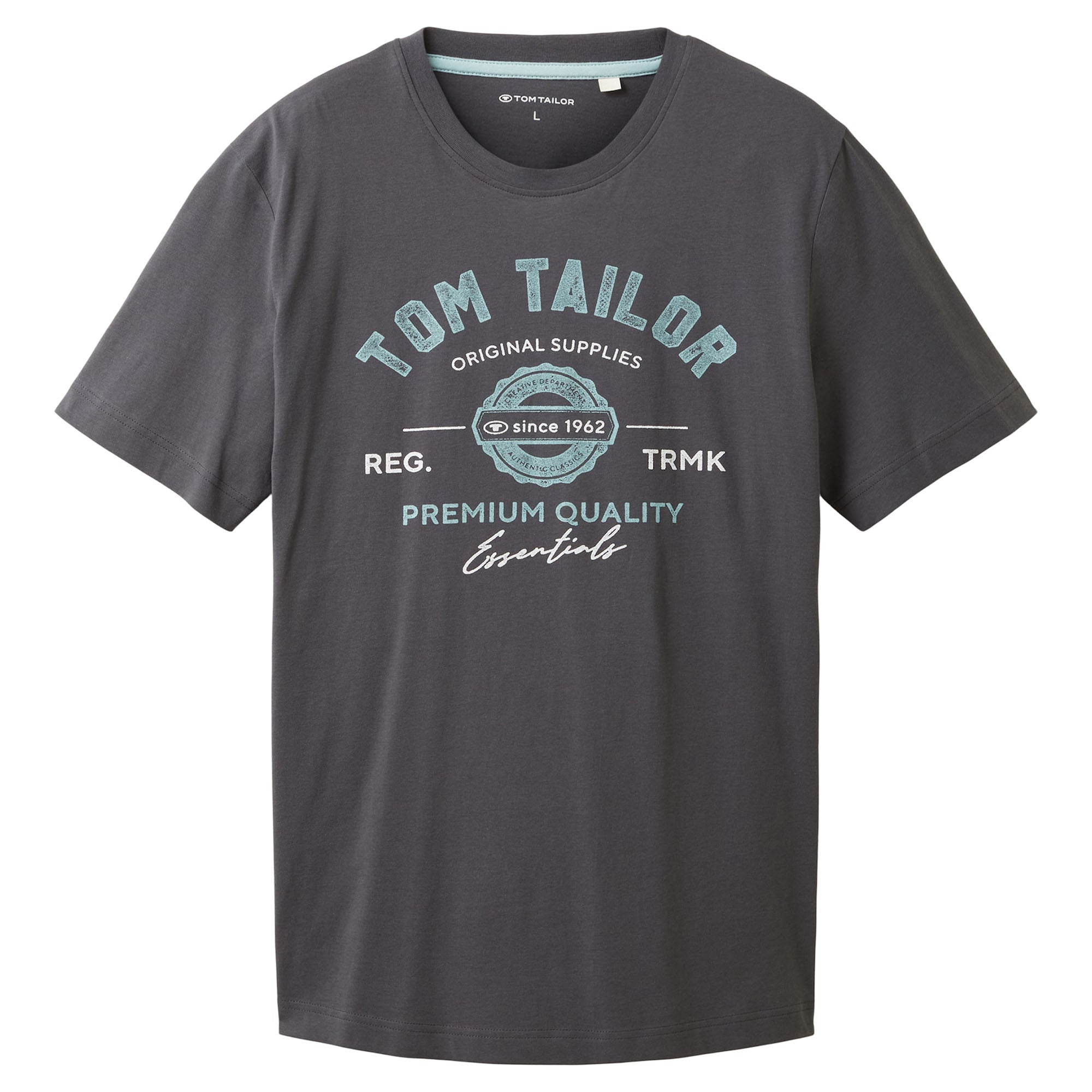 TOM TAILOR Herren T-Shirt - Logo Tee, Rundhals, Regular Fit, Baumwolle, Print