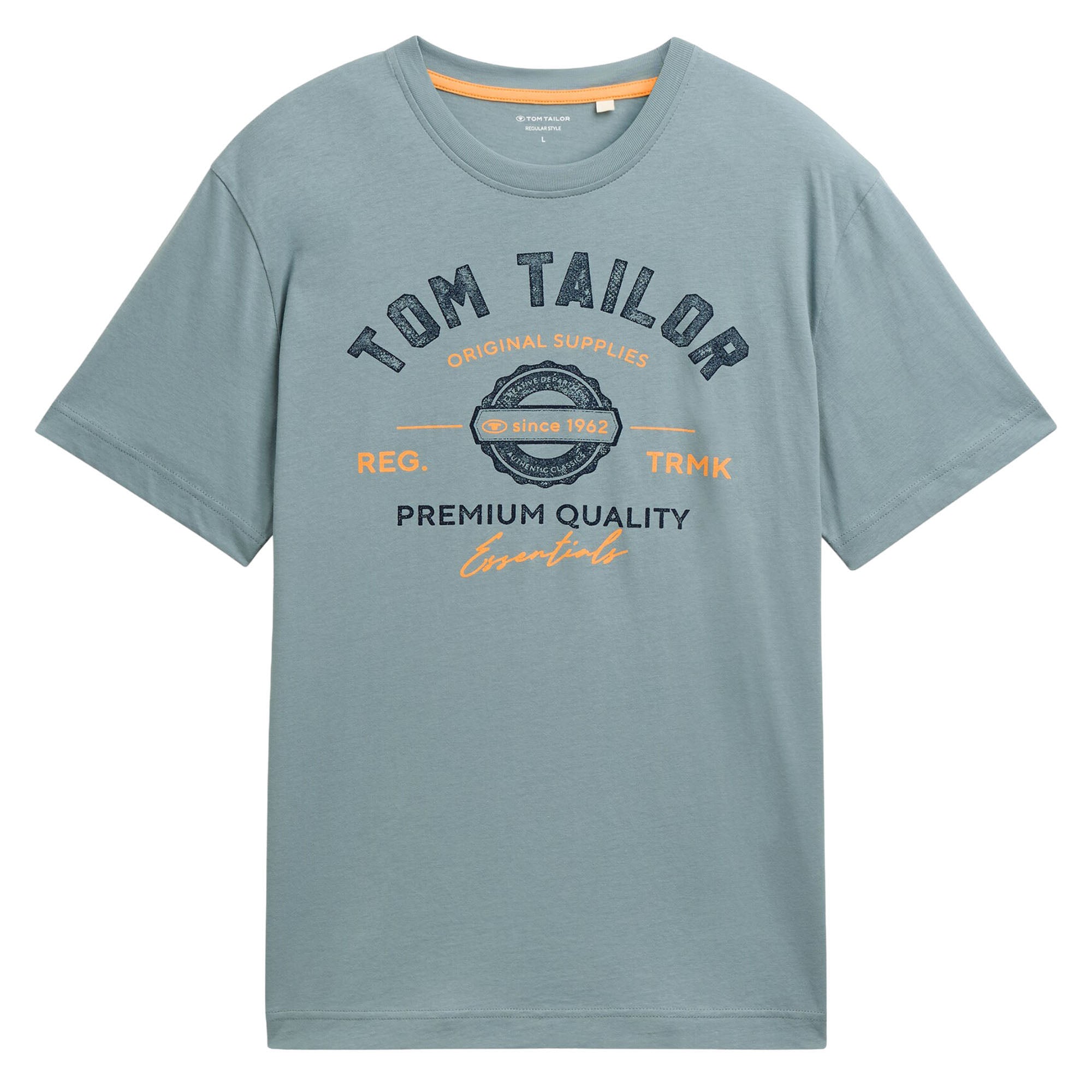 TOM TAILOR Herren T-Shirt - Logo Tee, Rundhals, Regular Fit, Baumwolle, Print