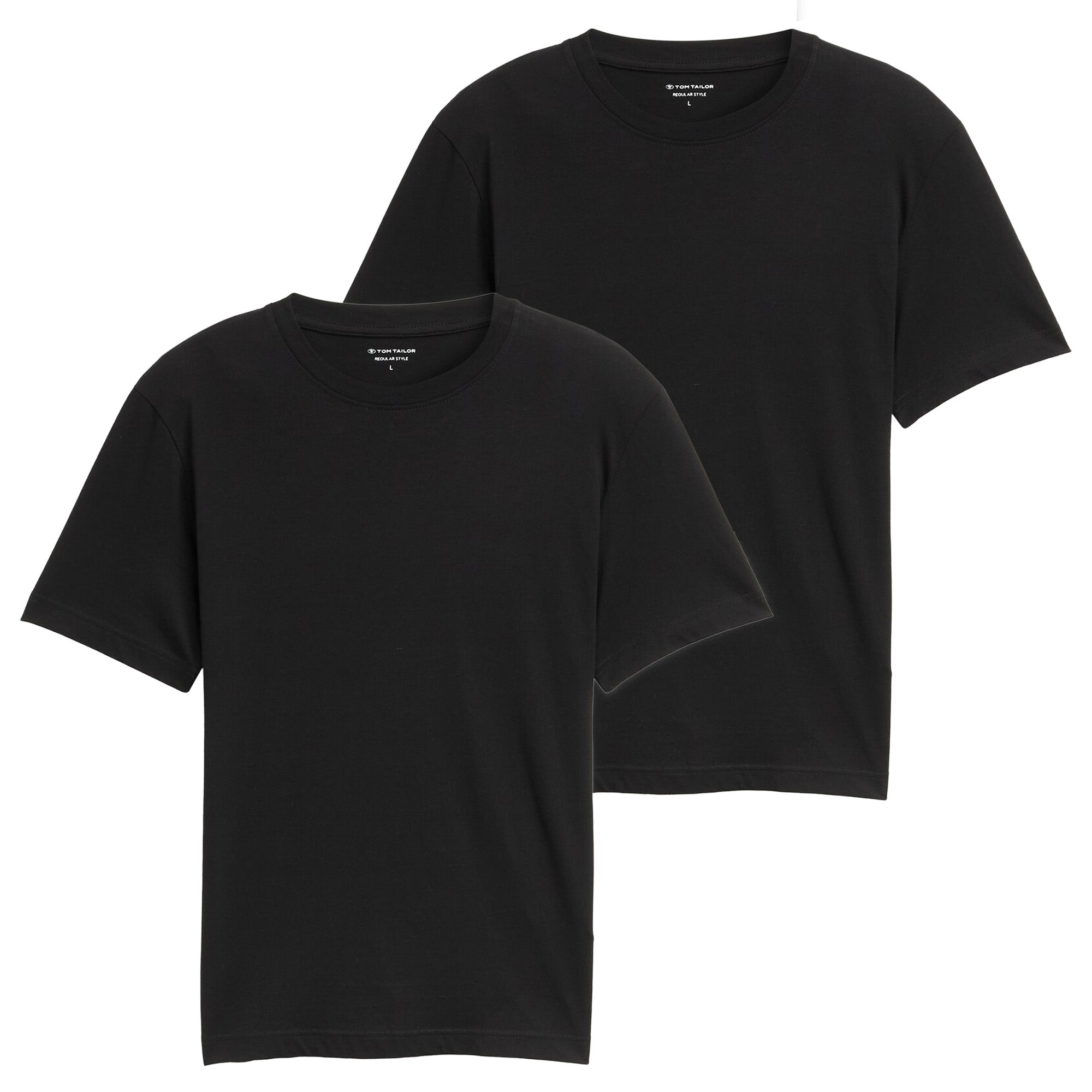 TOM TAILOR Herren T-Shirt, 2er Pack - Double Pack Crew Neck Tee, Rundhals, Regular Fit, Baumwolle