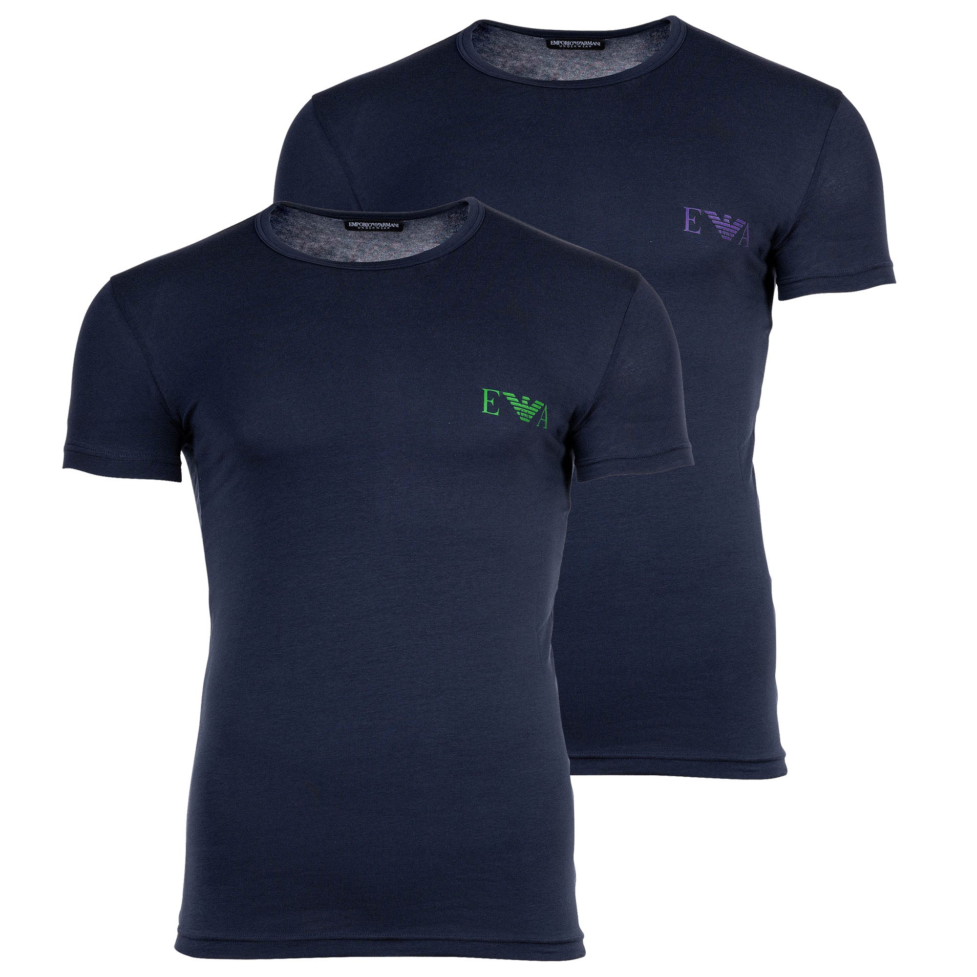 EMPORIO ARMANI Herren T-Shirt, 2er Pack - BOLD MONOGRAM, Rundhals, Slim Fit, Stretch Cotton