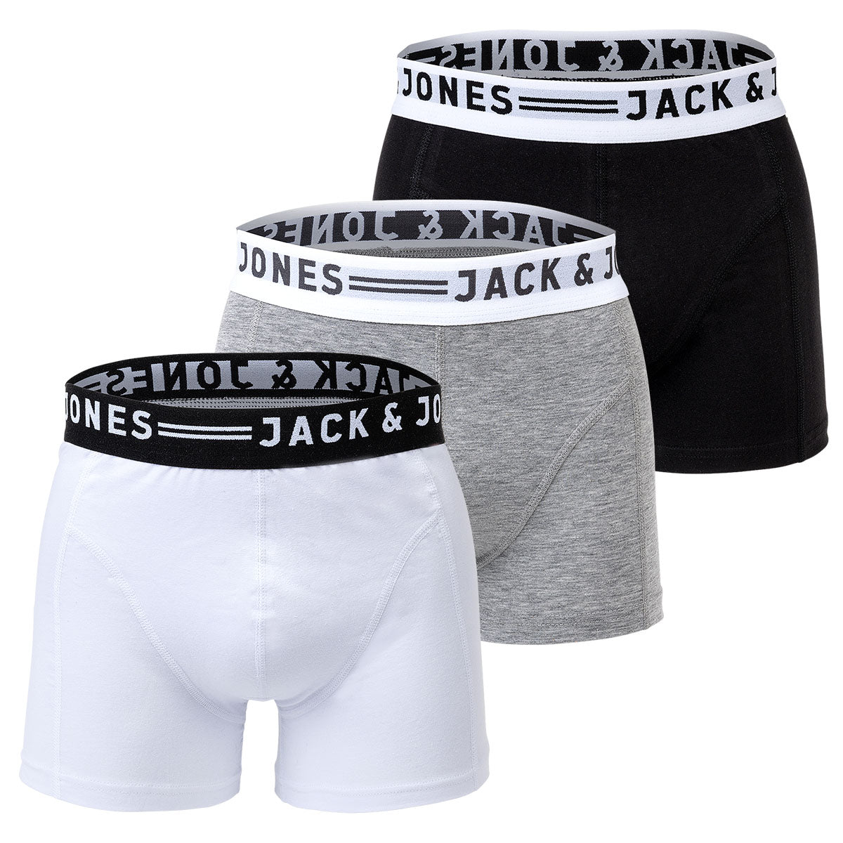 JACK&JONES Herren Boxer Shorts, 3er Pack - SENSE TRUNKS, Baumwoll-Stretch