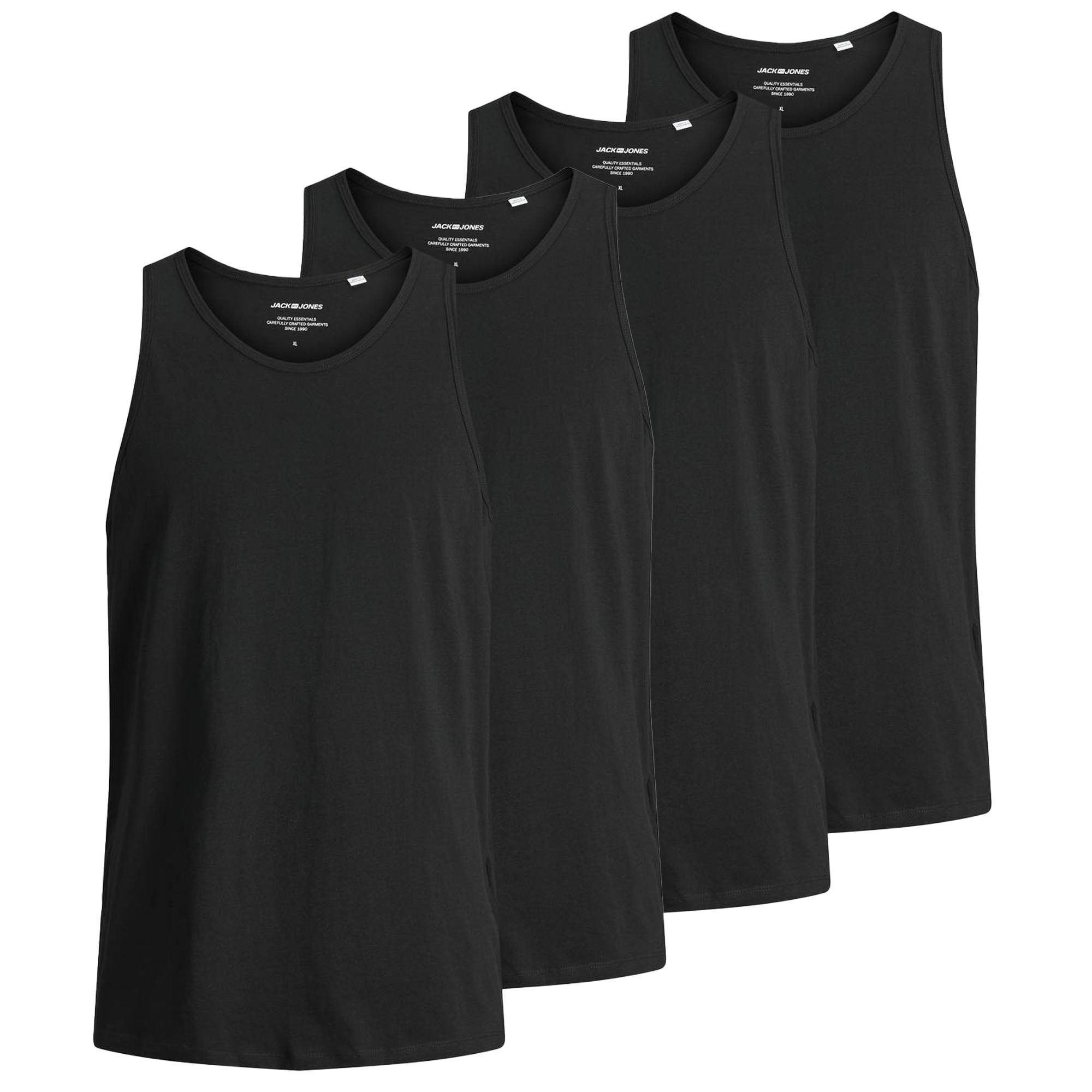 JACK&JONES Herren Tanktop, 4er Pack - JACBASIC TANKTOP, einfarbig, Baumwolle