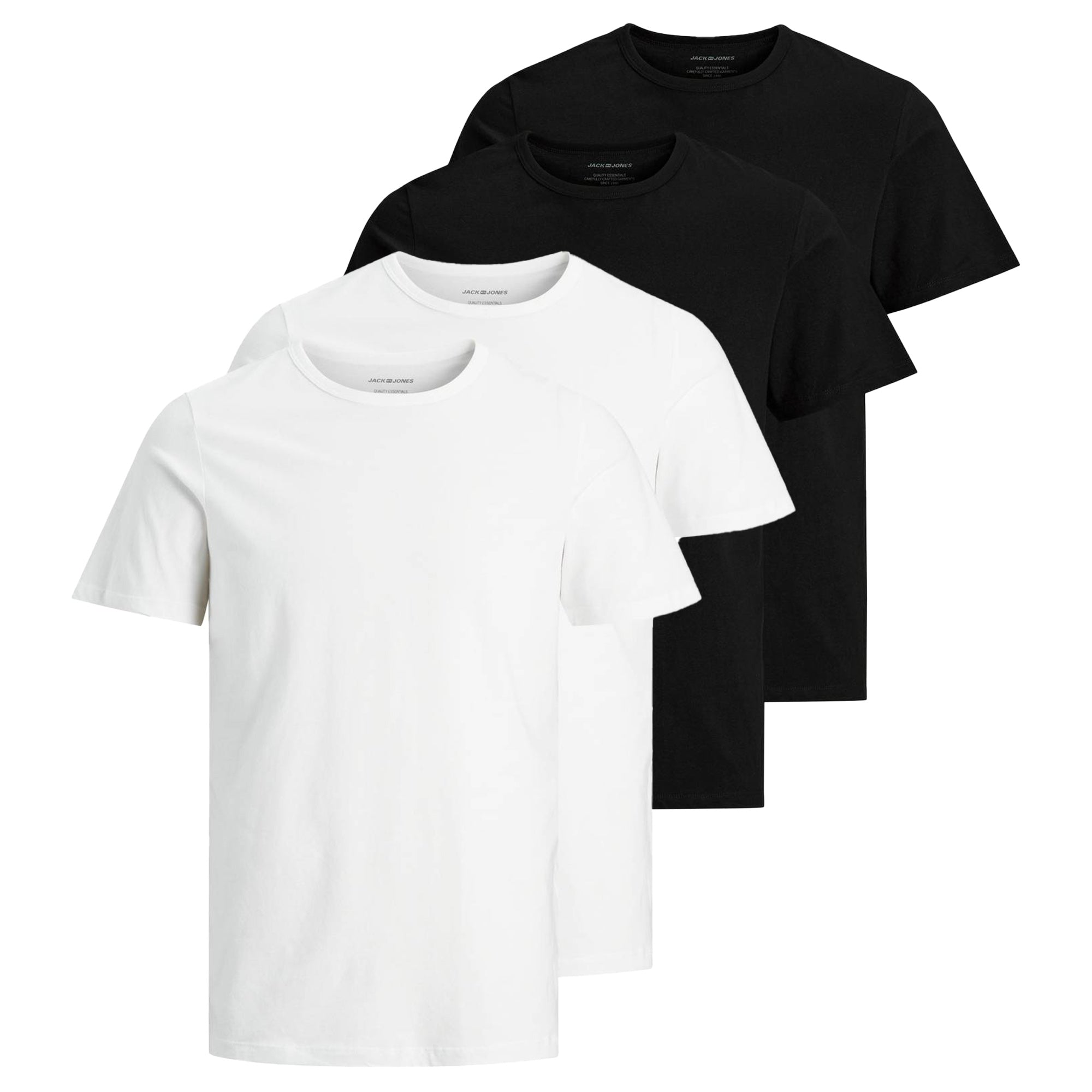 JACK&JONES Herren T-Shirt, 4er Pack - JACBASIC CREW NECK TEE, Kurzarm, einfarbig, Baumwolle