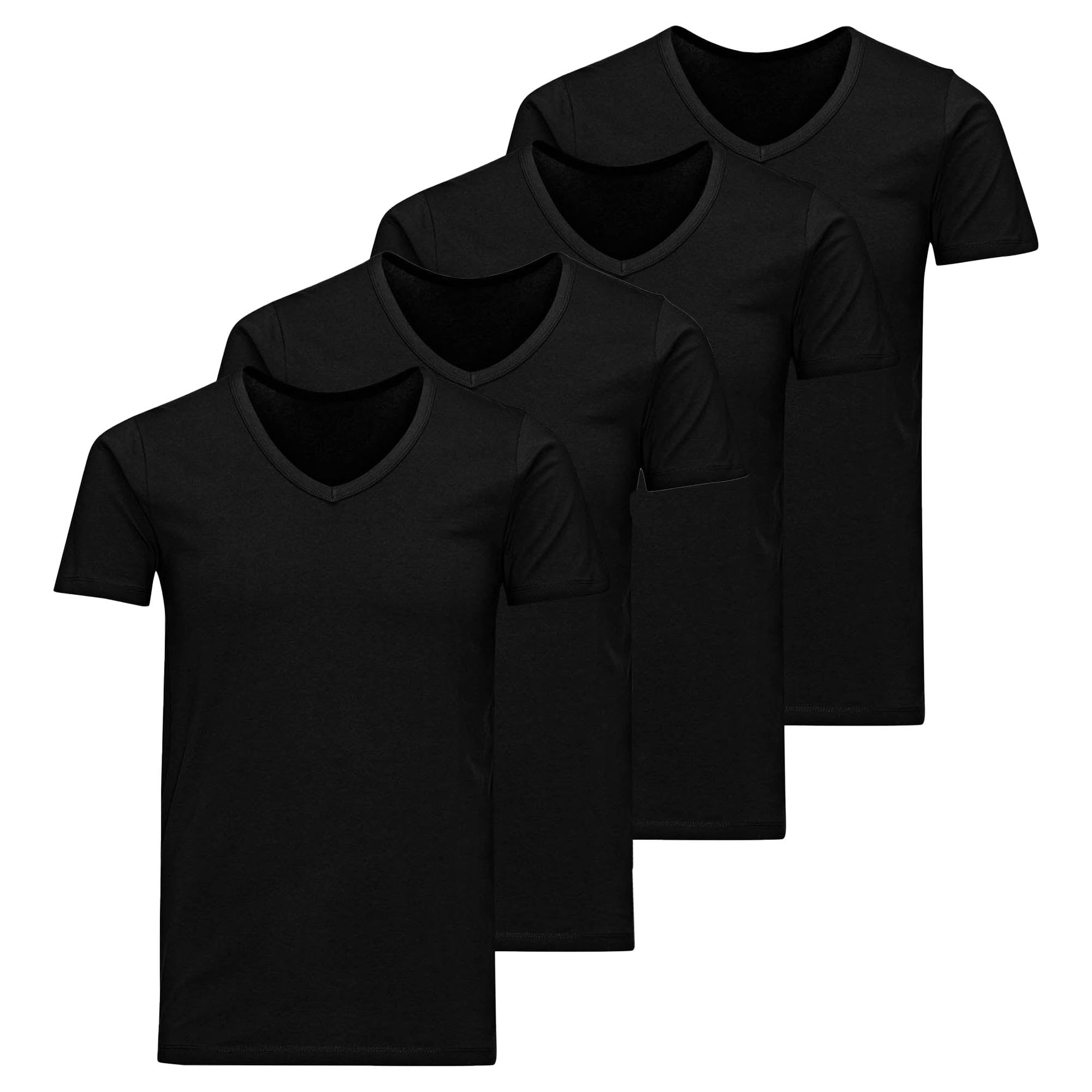JACK&JONES Herren T-Shirt, 4er Pack - JACBASIC V-NECK TEE, Kurzarm, einfarbig, Baumwolle