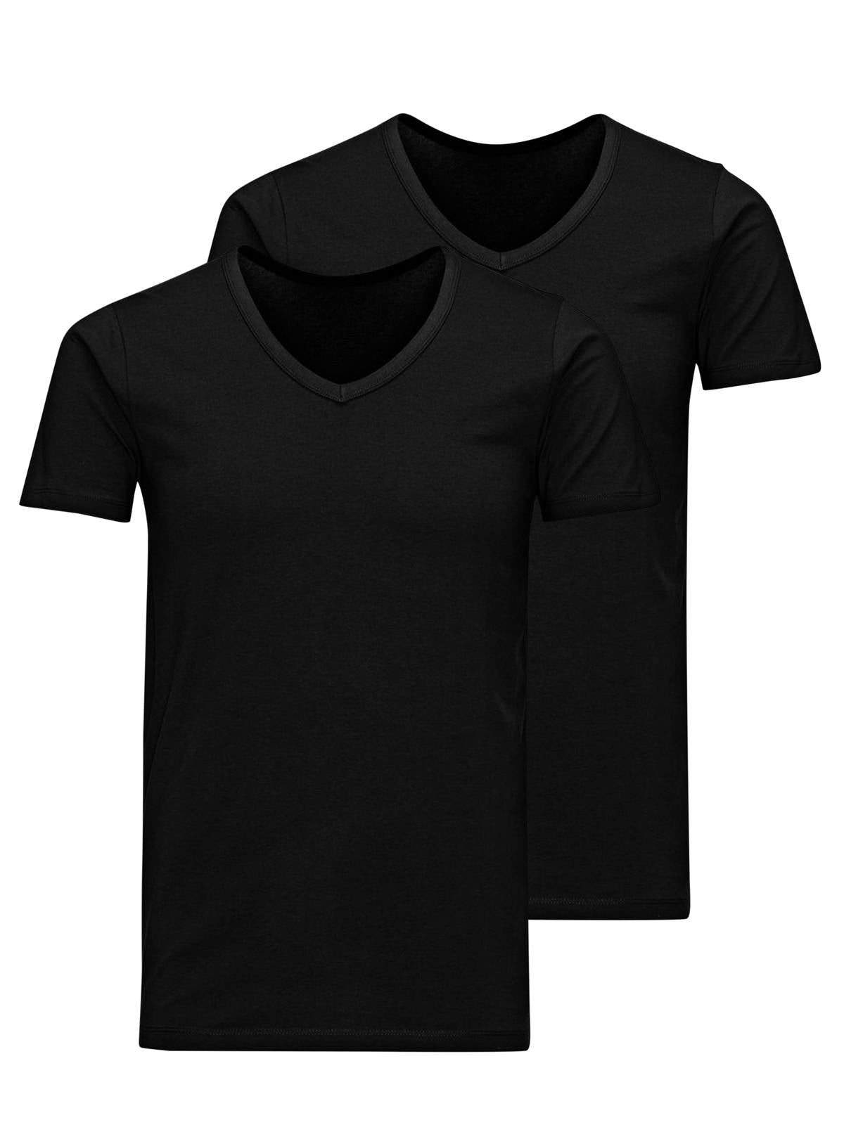 JACK&JONES Herren T-Shirt, 2er Pack - JACBASIC V-NECK TEE, Kurzarm, einfarbig, Baumwolle