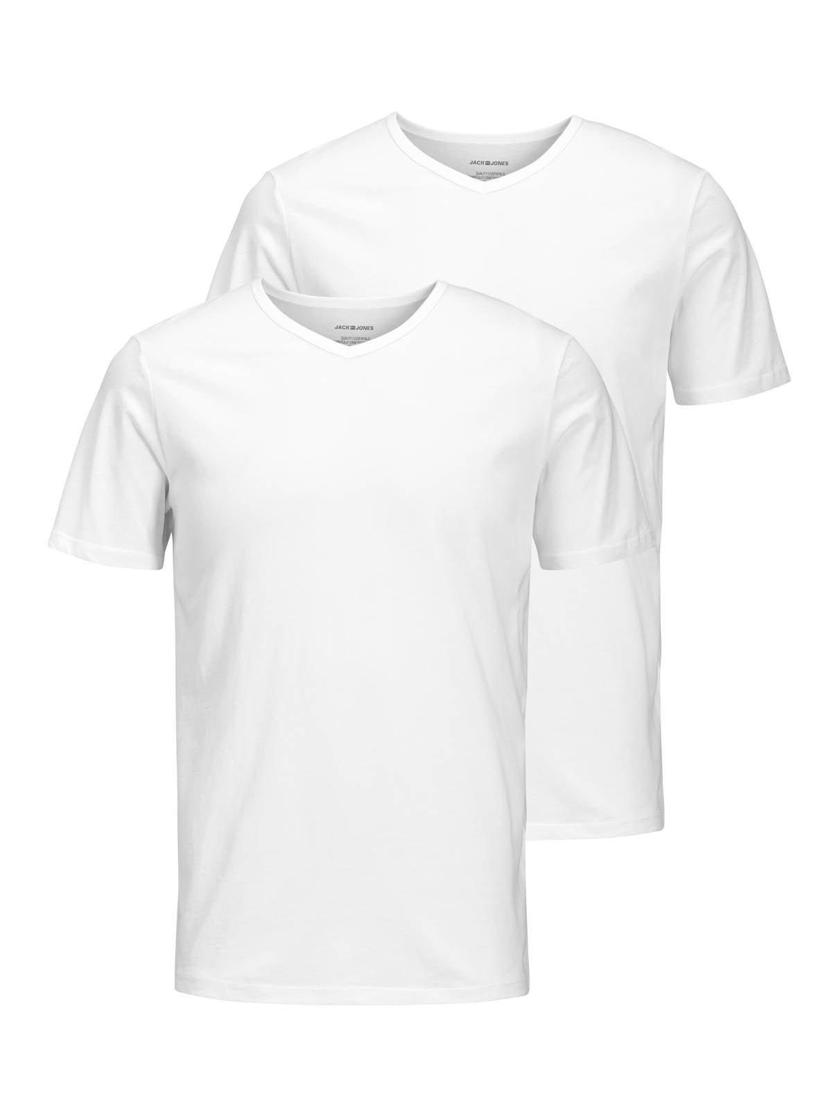 JACK&JONES Herren T-Shirt, 2er Pack - JACBASIC V-NECK TEE, Kurzarm, einfarbig, Baumwolle
