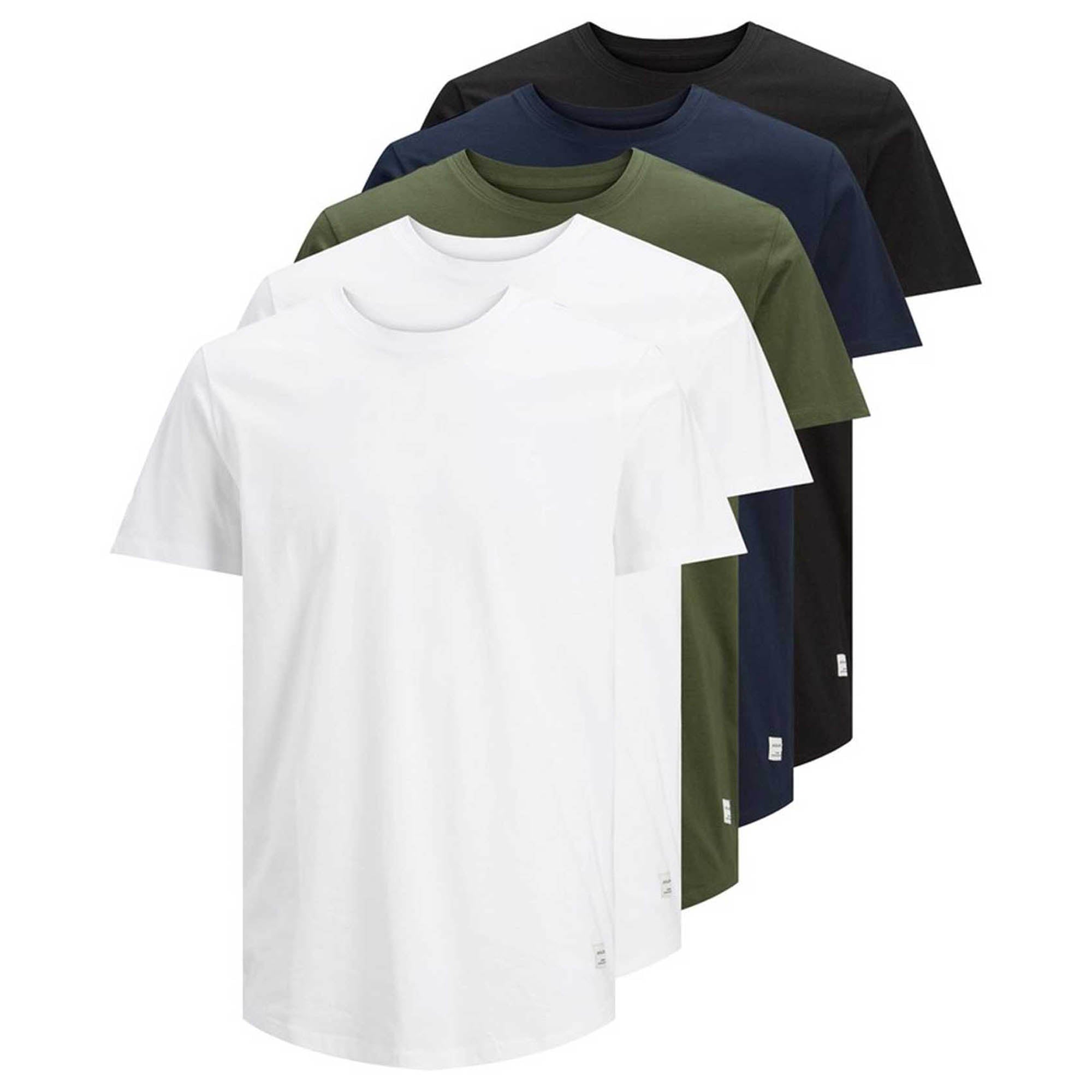 JACK&JONES Herren T-Shirt, 5er Pack - JJENOA, kurzarm, Rundhals, Baumwolle, einfarbig