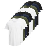 Jack & Jones Men's T-Shirt, 10-Pack - JJENOA, Short Sleeve, Round Neck, Cotton, Solid Color