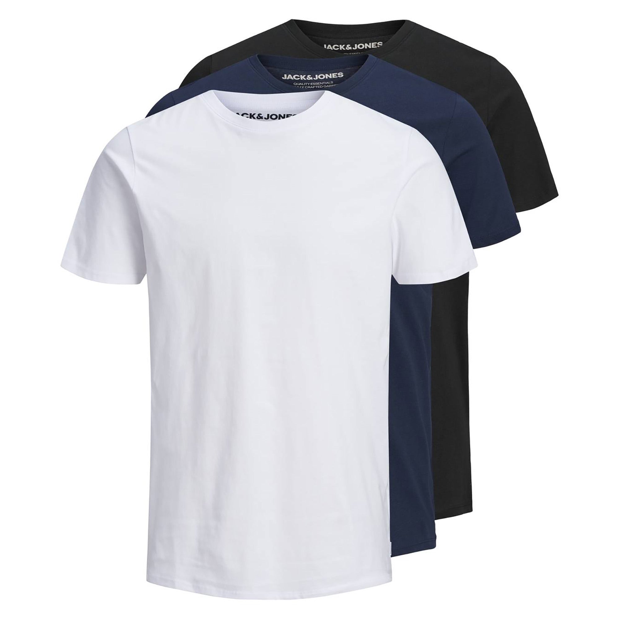 JACK&JONES Herren T-Shirt, 3er Pack - JJEORGANIC BASIC TEE O-NECK, Kurzarm, Bio-Baumwolle