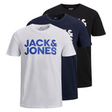Jack & Jones Men's T-Shirt, 3 Pack - JJECORP LOGO TEE O-NECK, Logo Print, Cotton