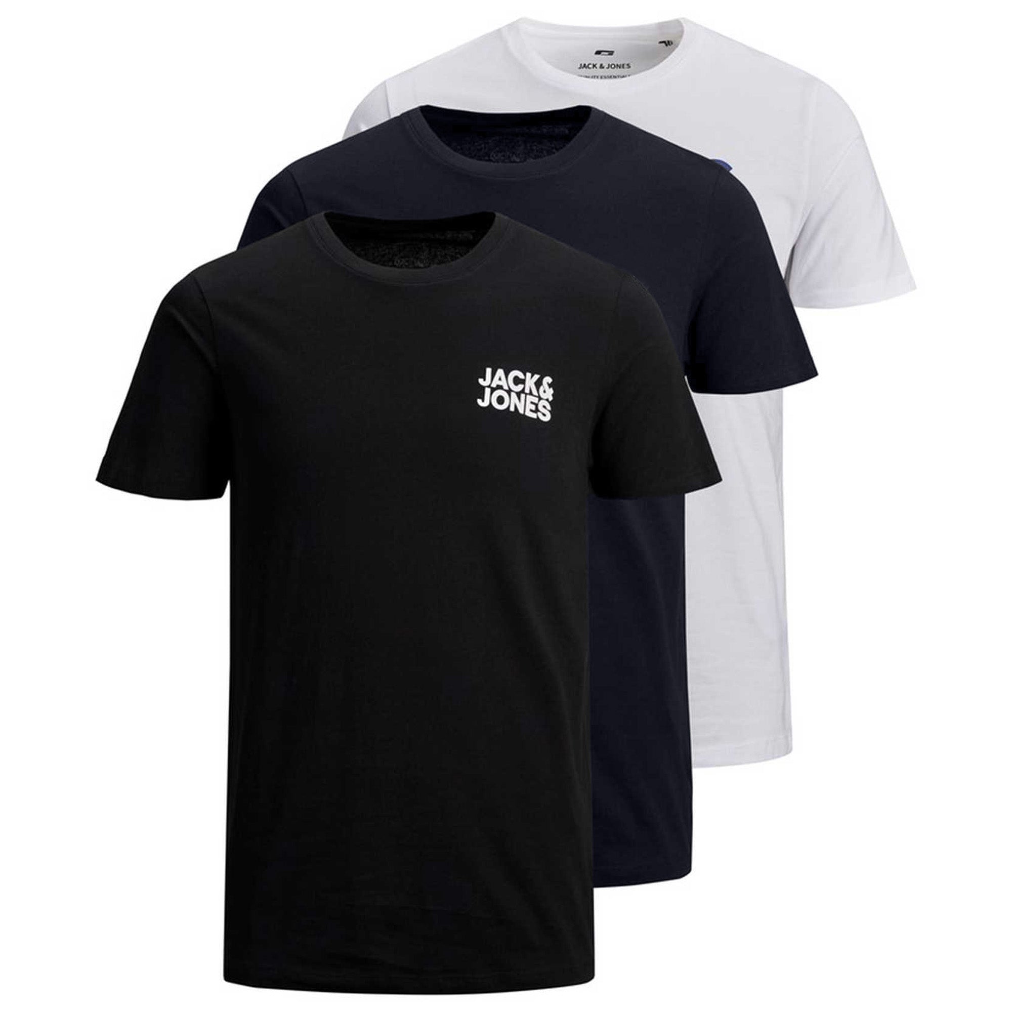 JACK&JONES Herren T-Shirt, 3er Pack - JJECORP LOGO TEE O-NECK, Logo-Print, Baumwolle