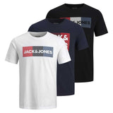 Jack & Jones Men's T-Shirt, 3 Pack - JJECORP LOGO TEE O-NECK, Logo Print, Cotton