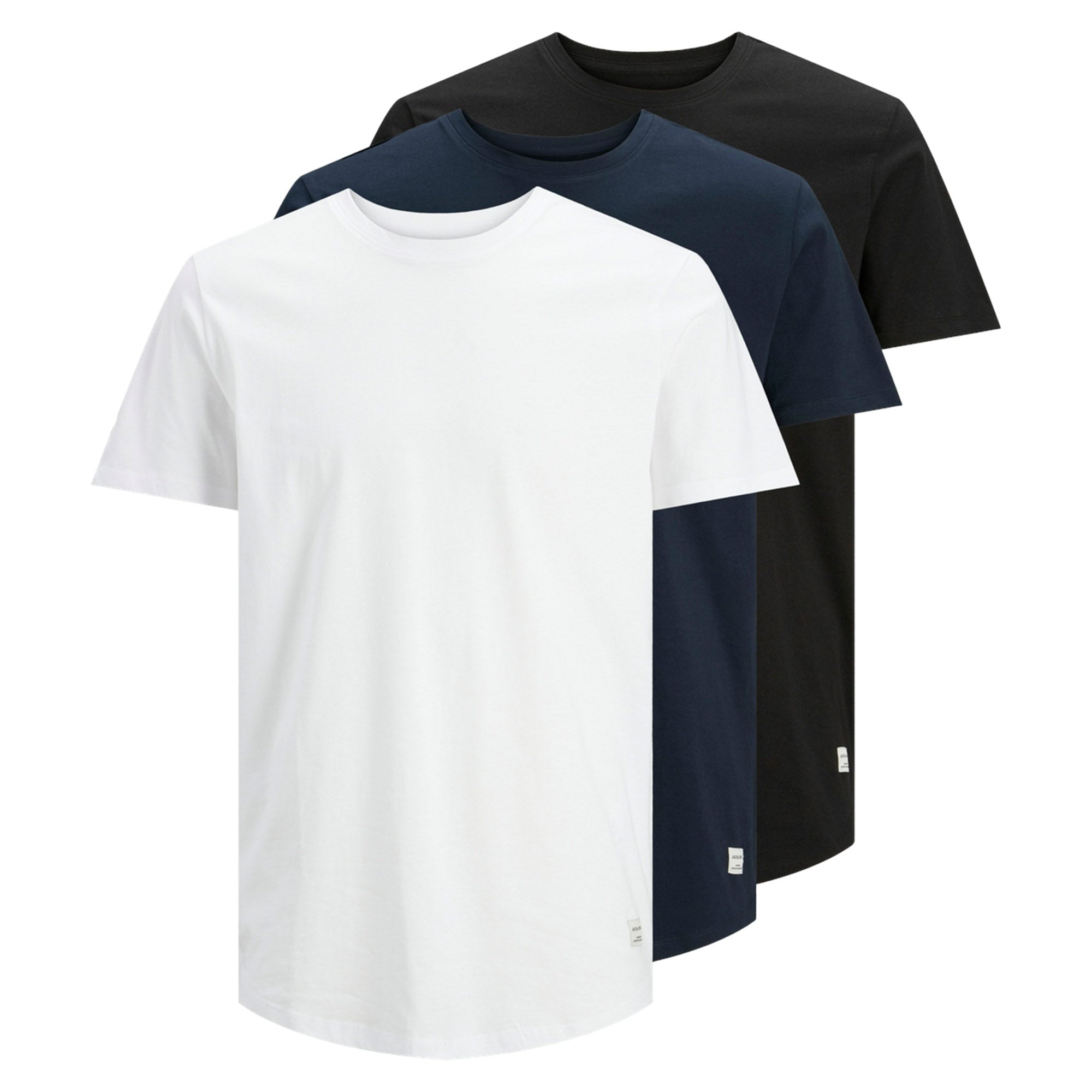 JACK&JONES Herren T-Shirt, 3er Pack - JJENOA TEE 3PK, Kurzarm, Bio-Baumwolle, einfarbig