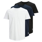 JACK&JONES Herren T-Shirt, 3er Pack - JJENOA TEE 3PK, Kurzarm, Bio-Baumwolle, einfarbig
