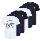 JACK&JONES Herren T-Shirt, 6er Pack - JJETHAN TEE CREW NECK, Vintage Logo, Baumwolle