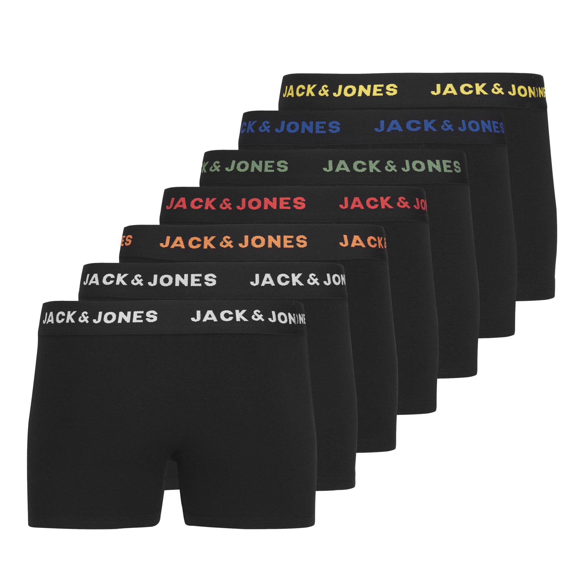 JACK&JONES Jungen Boxershorts, 7er Pack - JACBASIC TRUNKS, Baumwollmischung, Logobund