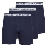 JACK&JONES Herren Boxershorts, 3er Pack - JACSOLID, Baumwoll-Stretch, einfarbig